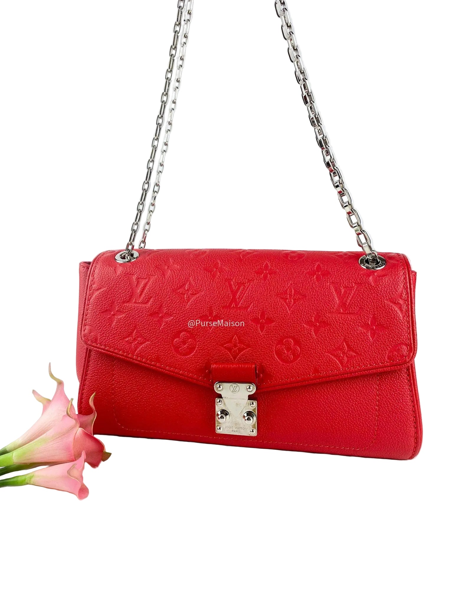 Louis Vuitton Saint Germain PM in Red Monogram Empreinte Leather (Date Code: TR0156)