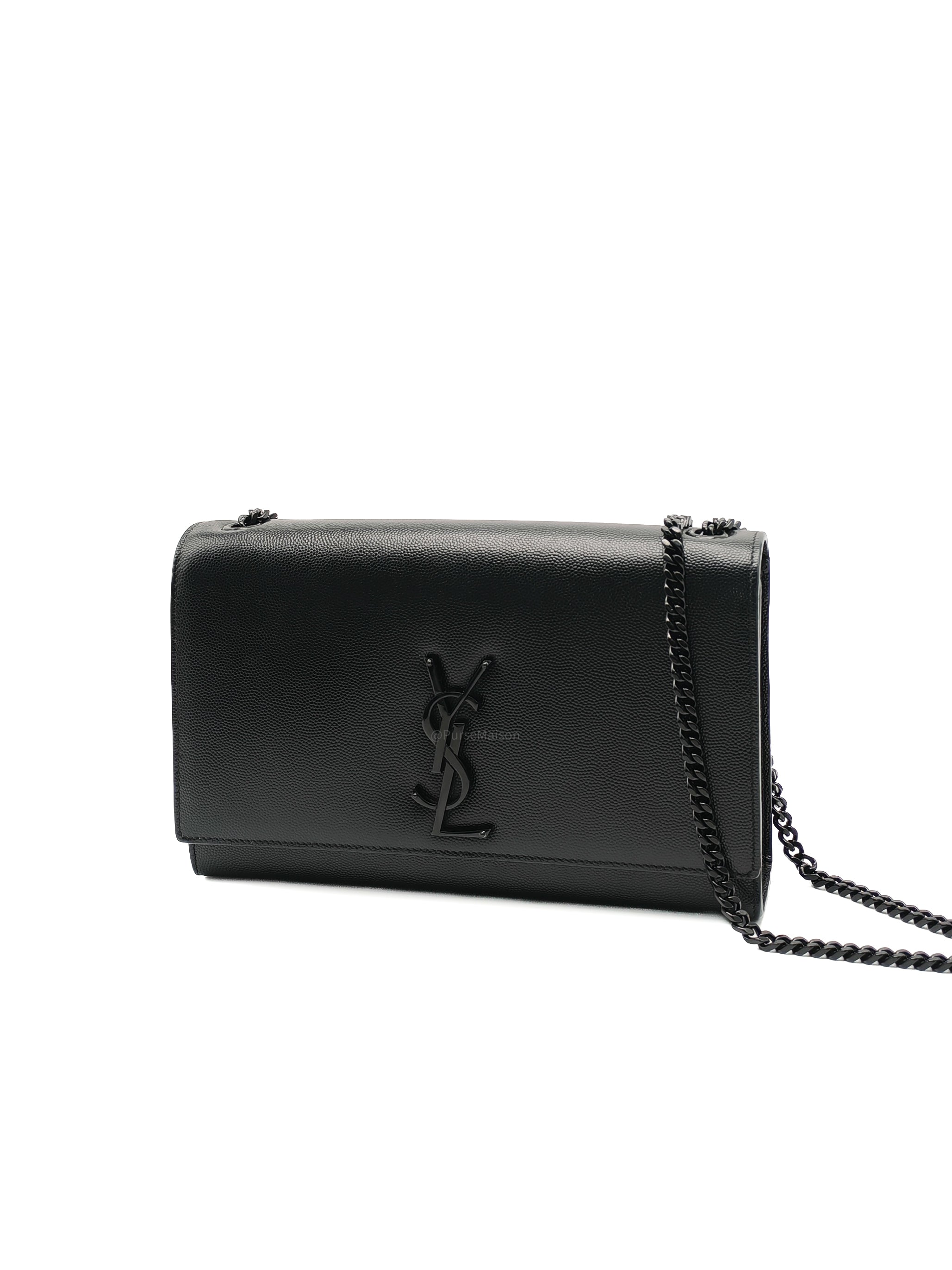 Saint Laurent Medium Kate Crossbody Bag in Black so Black Hardware | Purse Maison Luxury Bags Shop