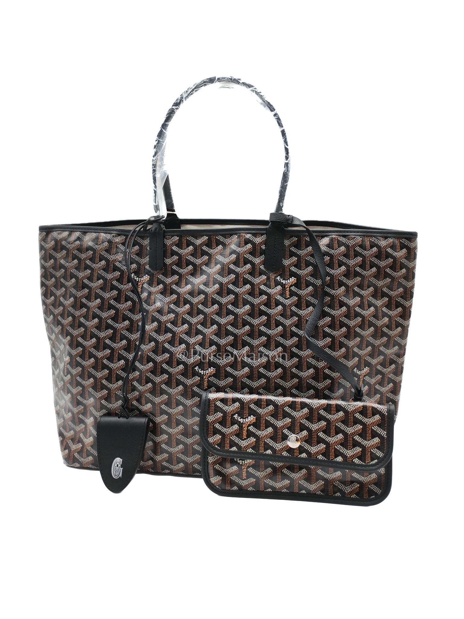 Saint Louis Black with Croc Universel Clip Charm in Goyardine Canvas Tote Bag | Purse Maison Luxury Bags Shop