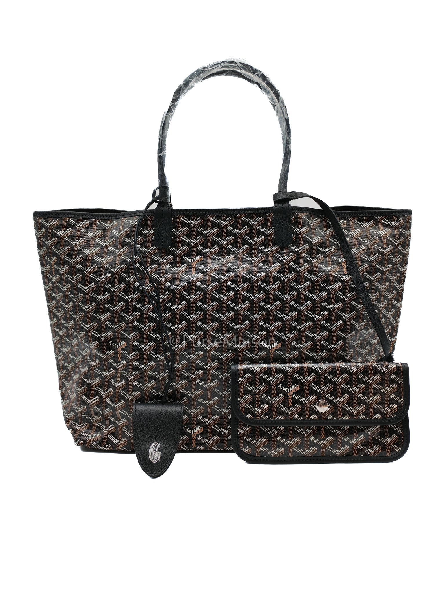 Saint Louis Black with Croc Universel Clip Charm in Goyardine Canvas Tote Bag | Purse Maison Luxury Bags Shop
