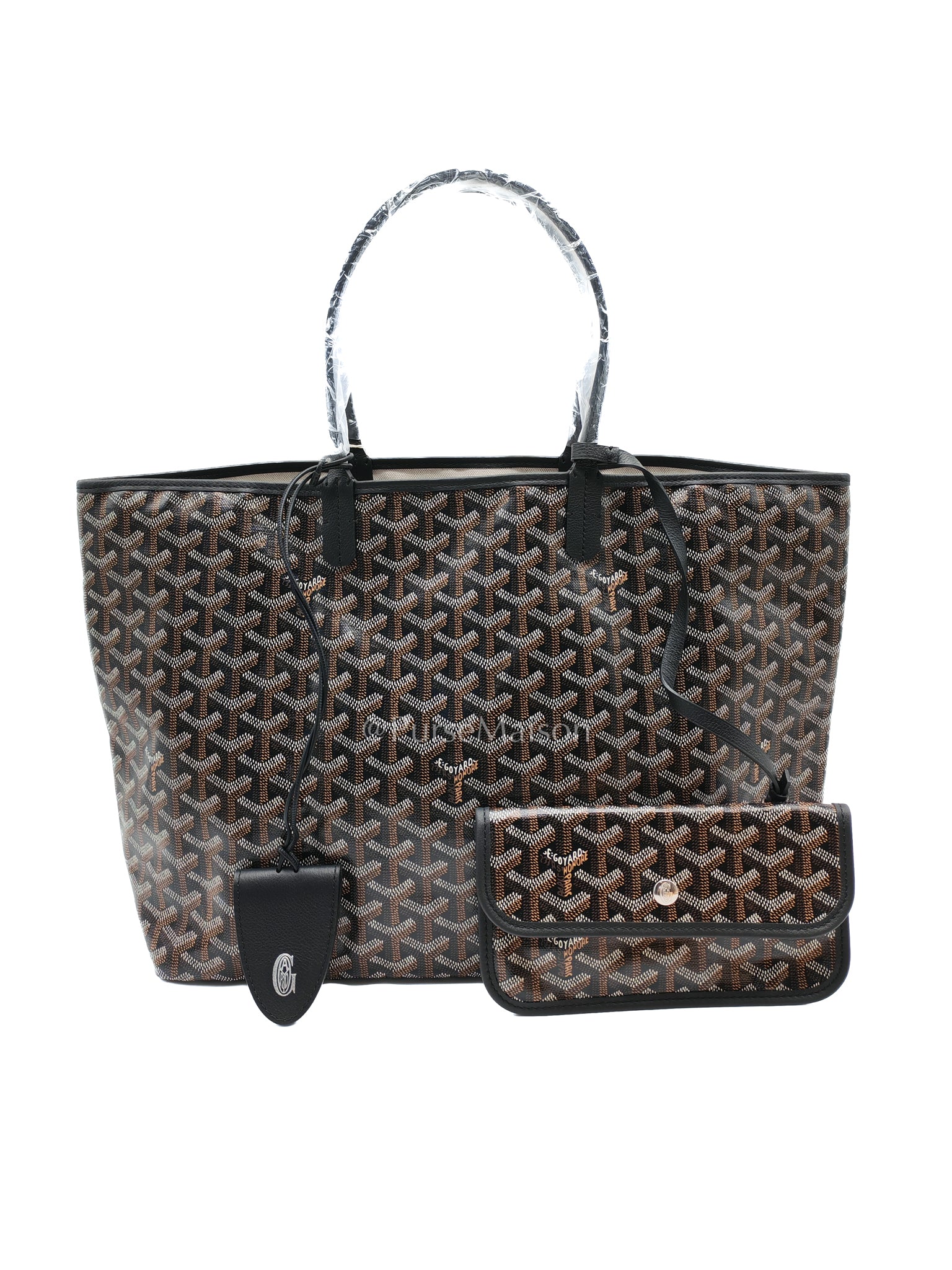 Saint Louis Black with Croc Universel Clip Charm in Goyardine Canvas Tote Bag | Purse Maison Luxury Bags Shop