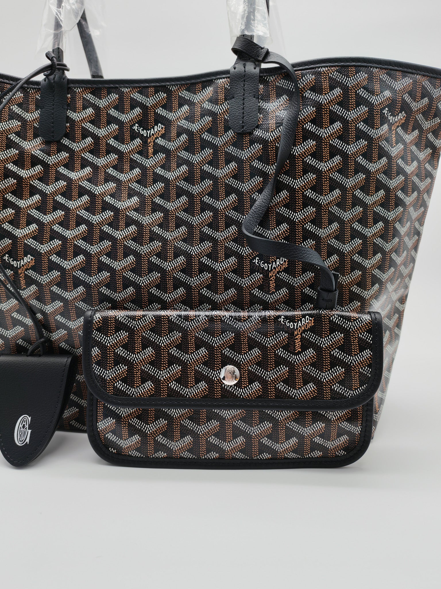 Saint Louis PM Black with Croc Universel Clip Charm in Goyardine Canvas Tote Bag | Purse Maison Luxury Bags Shop