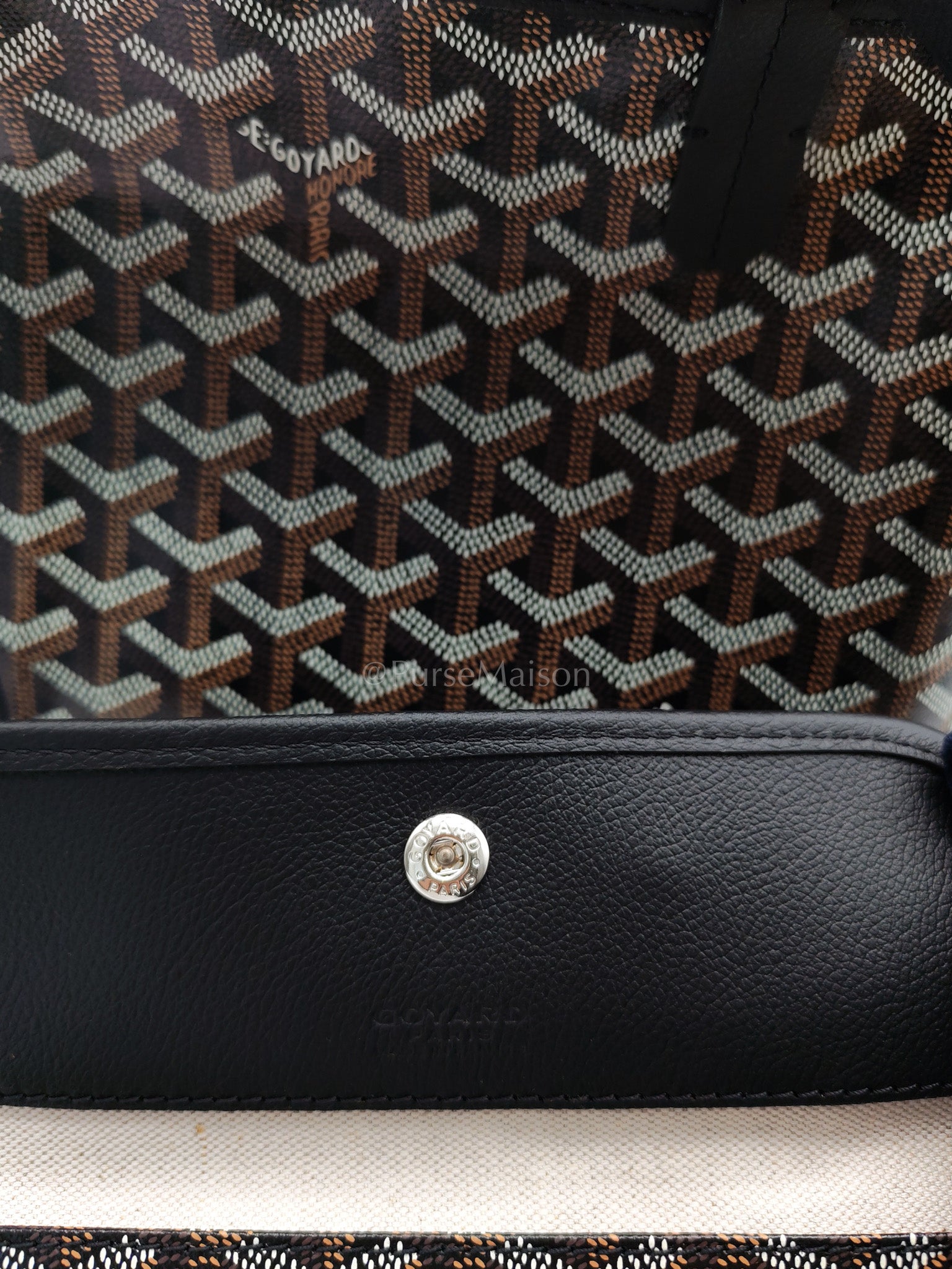 Saint Louis PM Black with Croc Universel Clip Charm in Goyardine Canvas Tote Bag | Purse Maison Luxury Bags Shop