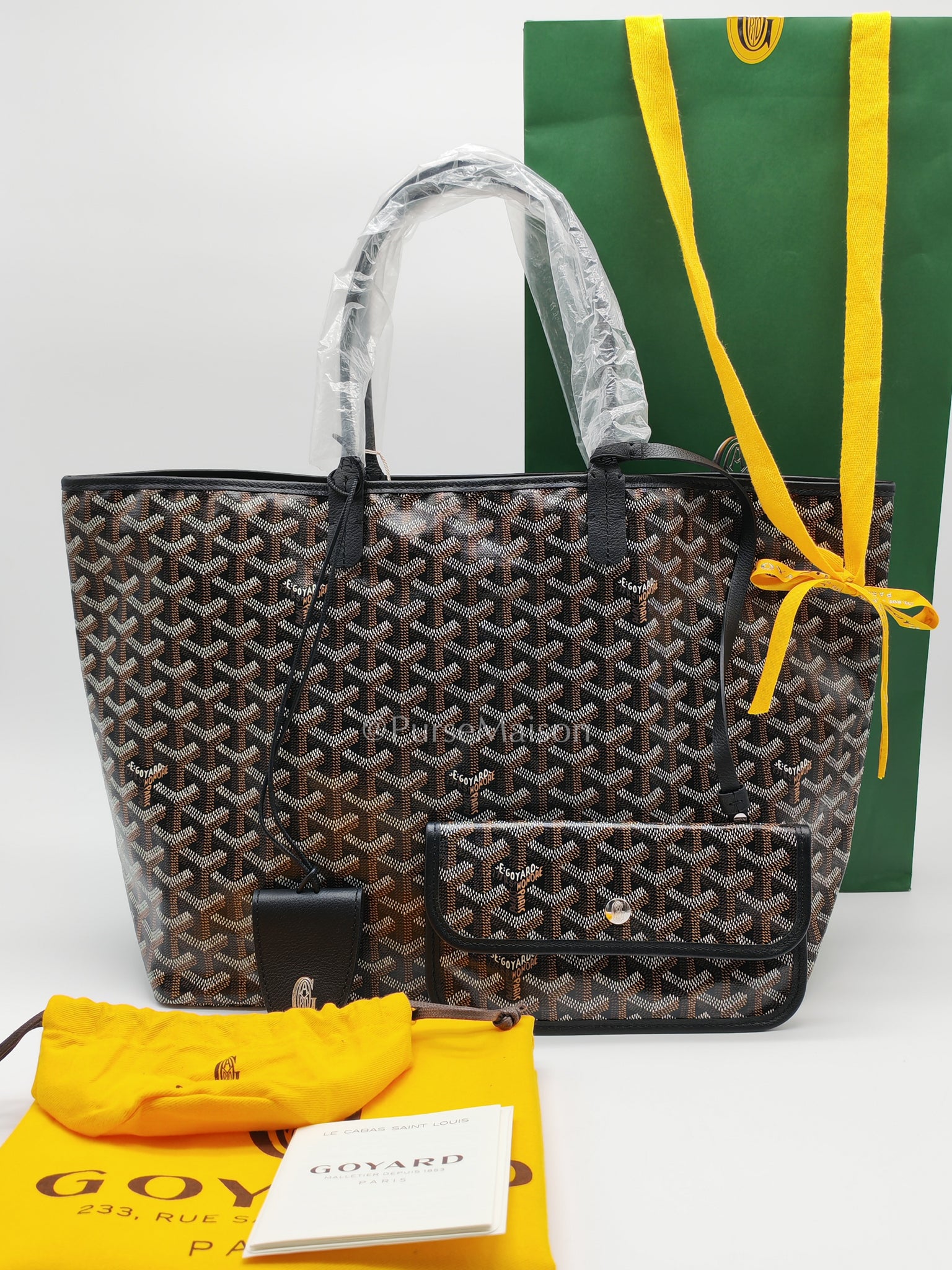 Saint Louis PM Black with Croc Universel Clip Charm in Goyardine Canvas Tote Bag | Purse Maison Luxury Bags Shop