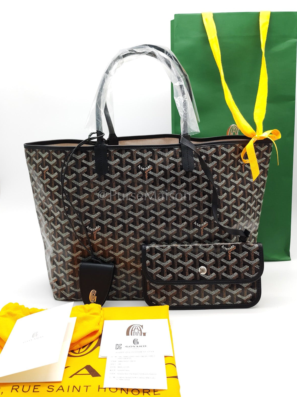 Saint Louis PM Black with Croc Universel Clip Charm in Goyardine Canvas Tote Bag | Purse Maison Luxury Bags Shop
