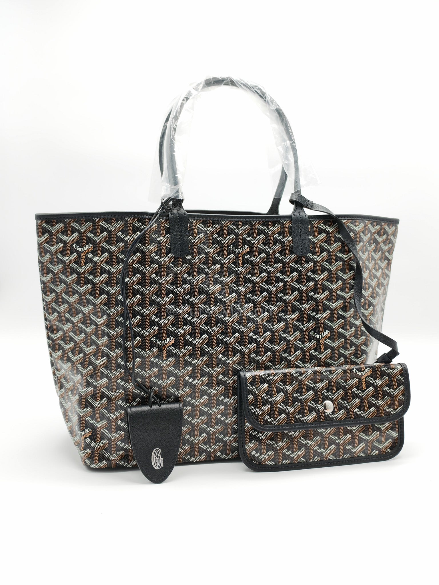 Saint Louis PM Black with Croc Universel Clip Charm in Goyardine Canvas Tote Bag | Purse Maison Luxury Bags Shop