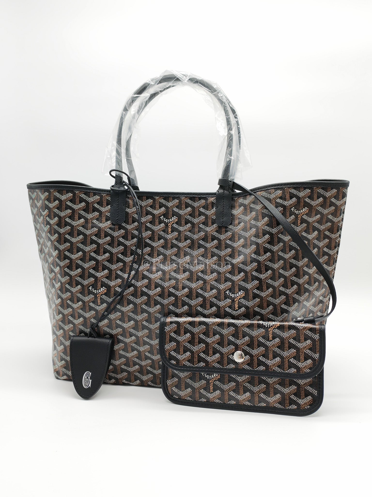 Saint Louis PM Black with Croc Universel Clip Charm in Goyardine Canvas Tote Bag | Purse Maison Luxury Bags Shop