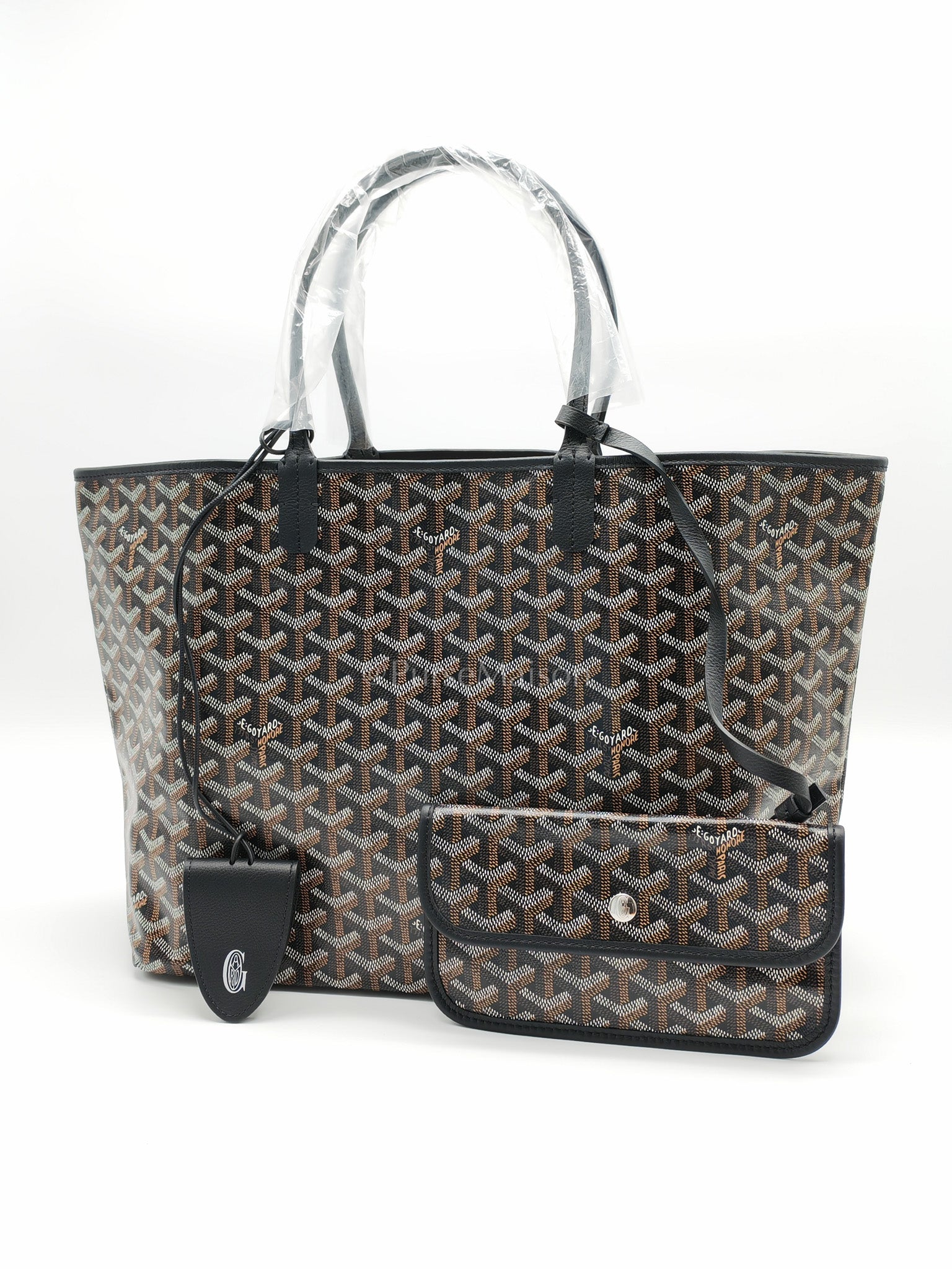 Saint Louis PM Black with Croc Universel Clip Charm in Goyardine Canvas Tote Bag | Purse Maison Luxury Bags Shop