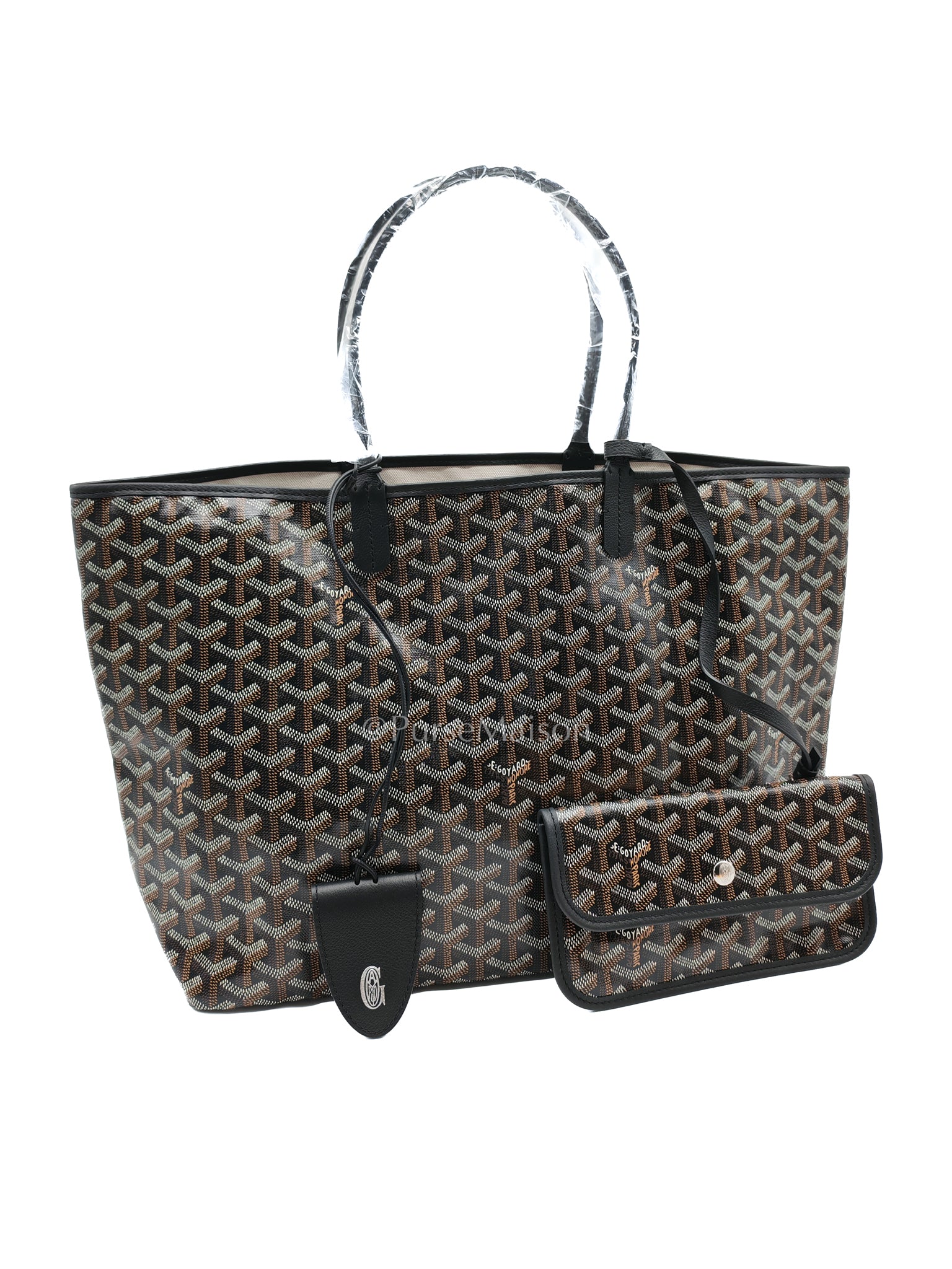 Saint Louis Black with Croc Universel Clip Charm in Goyardine Canvas Tote Bag | Purse Maison Luxury Bags Shop