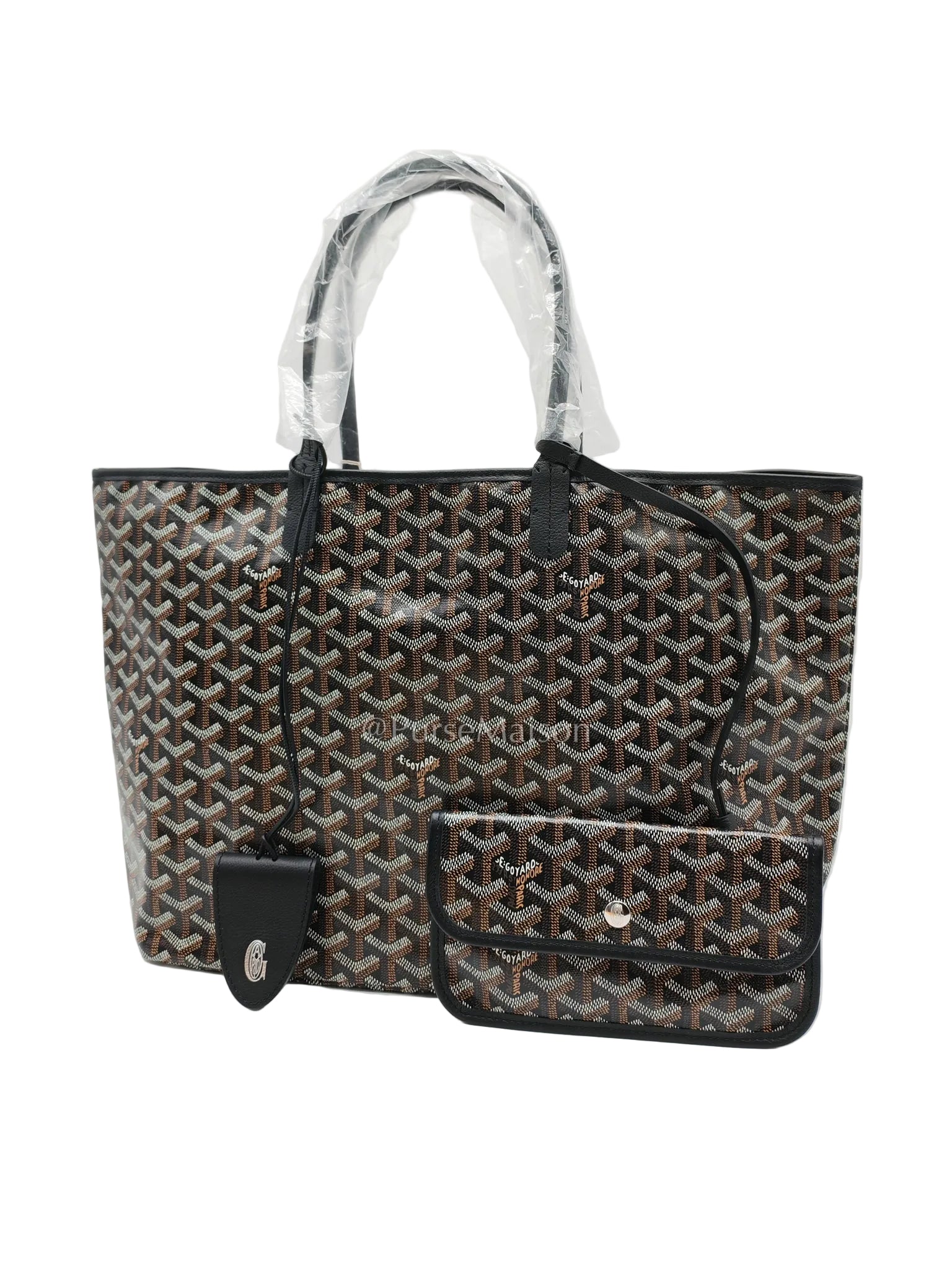 Saint Louis PM Black with Croc Universel Clip Charm in Goyardine Canvas Tote Bag | Purse Maison Luxury Bags Shop