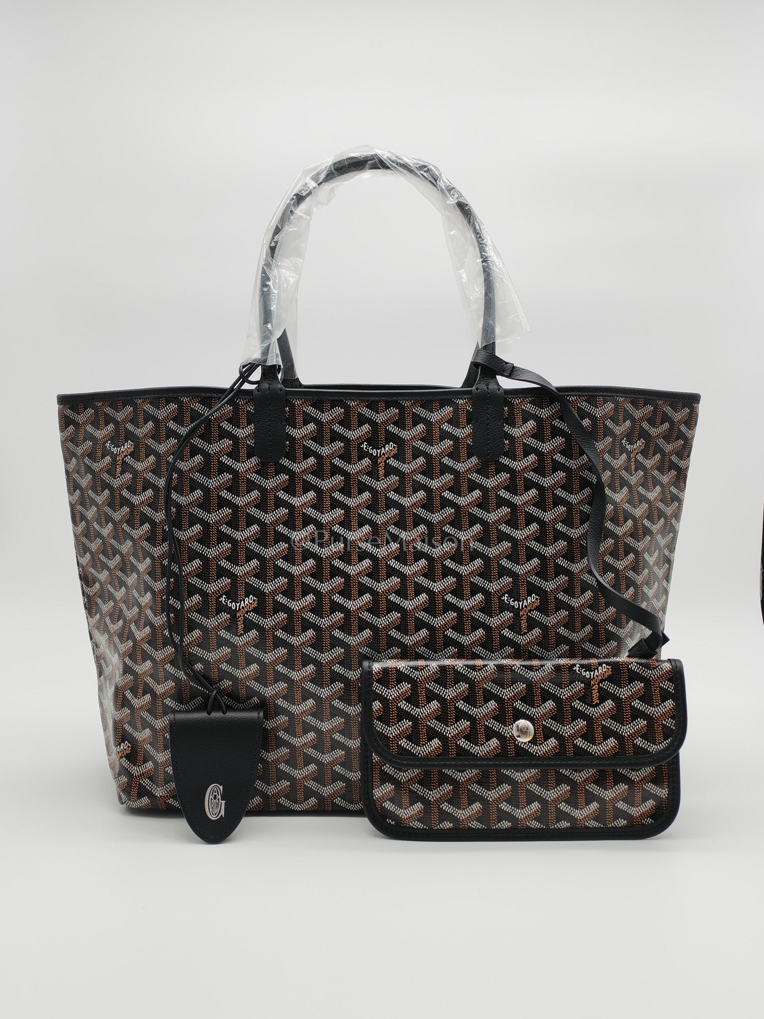 Saint Louis PM Black with Croc Universel Clip Charm in Goyardine Canvas Tote Bag | Purse Maison Luxury Bags Shop