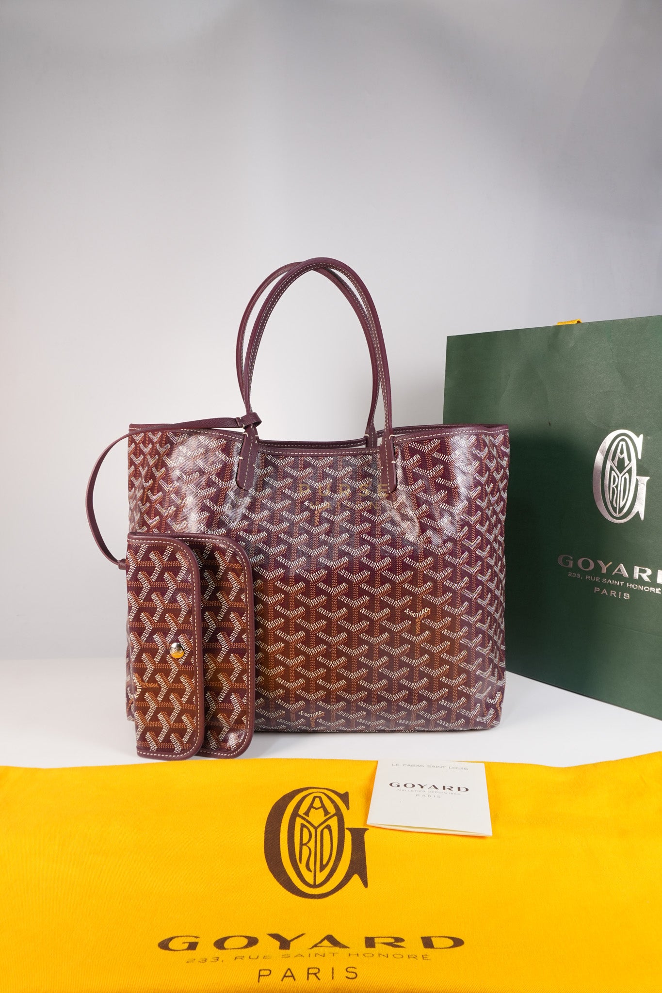 Saint Louis PM Bordeaux (Burgundy) in Goyardine Canvas | Purse Maison Luxury Bags Shop