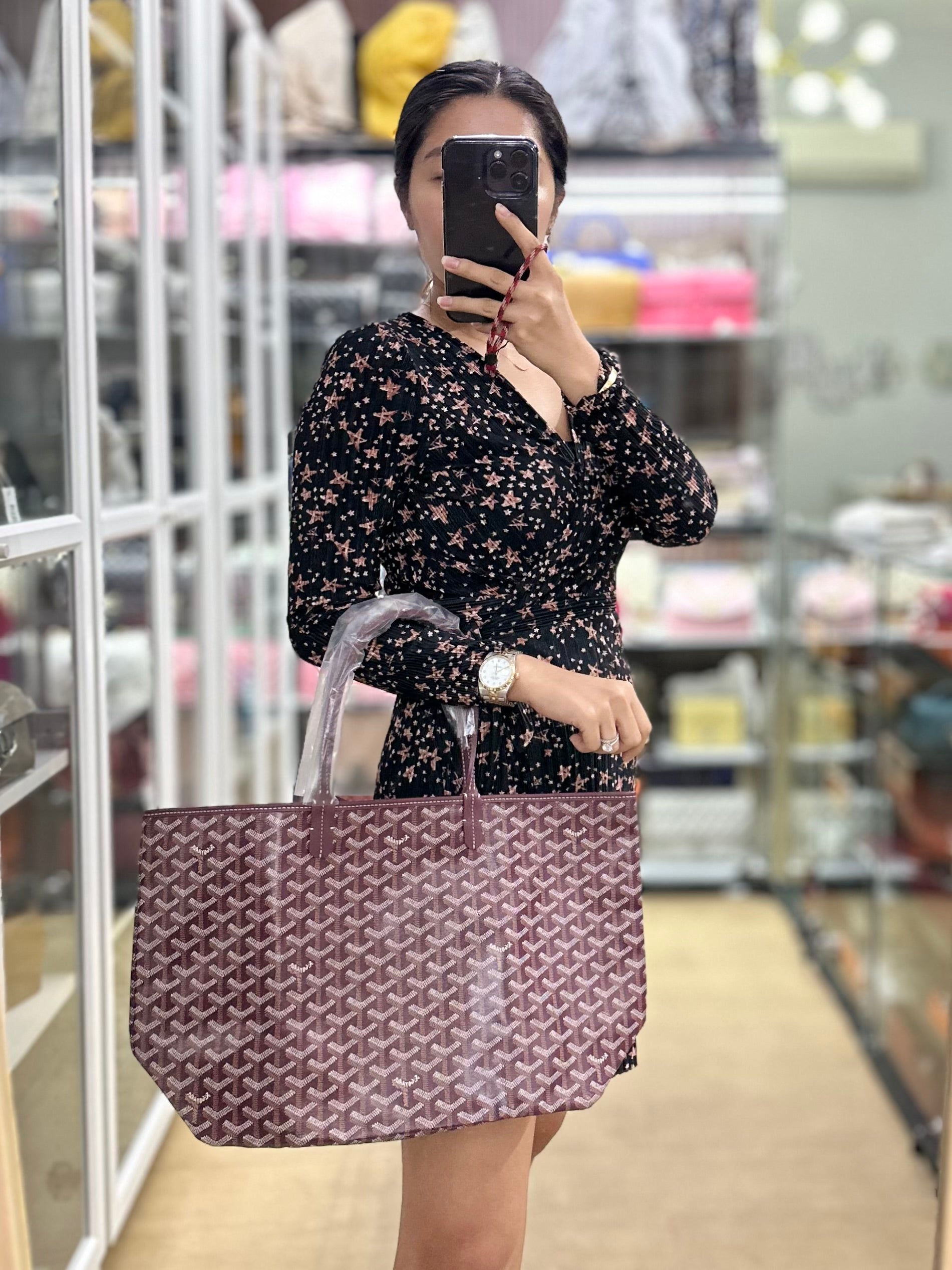 Saint Louis PM Tote Bag in Burgundy | Purse Maison Luxury Bags Shop