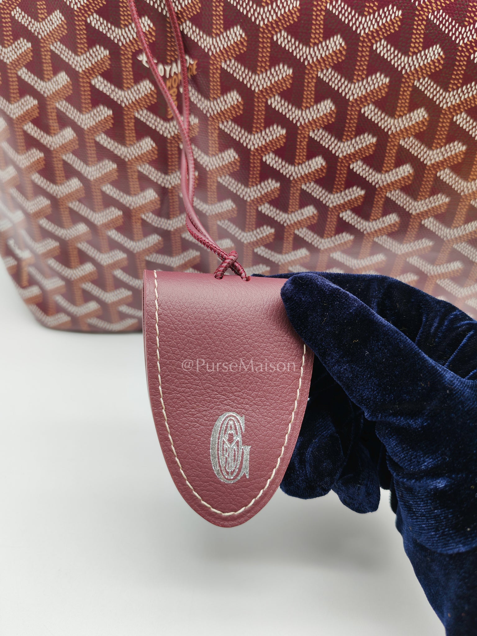 Saint Louis PM Burgundy with Croc Universel Clip Charm in Goyardine Canvas Tote Bag | Purse Maison Luxury Bags Shop