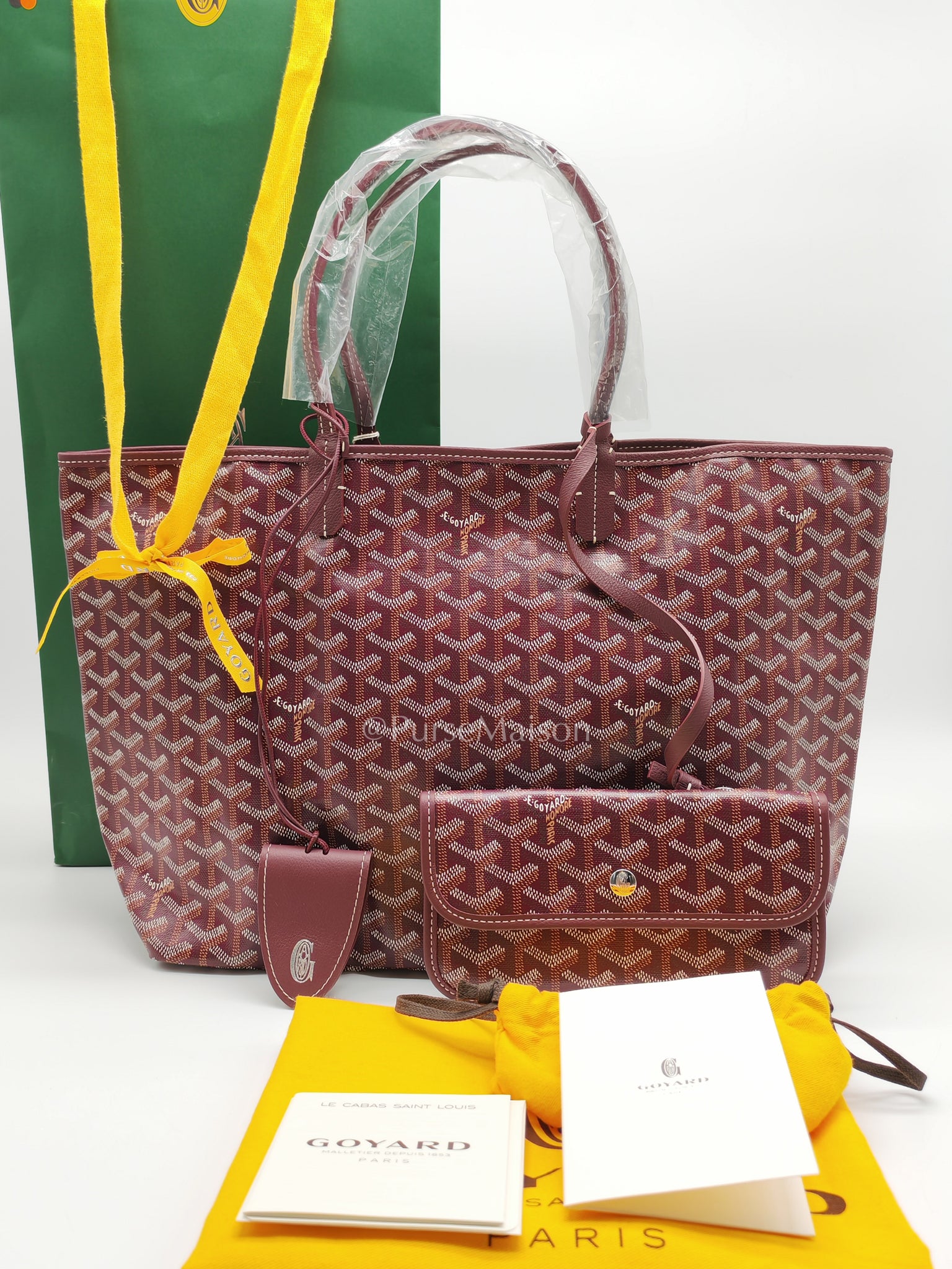 Saint Louis PM Burgundy with Croc Universel Clip Charm in Goyardine Canvas Tote Bag | Purse Maison Luxury Bags Shop