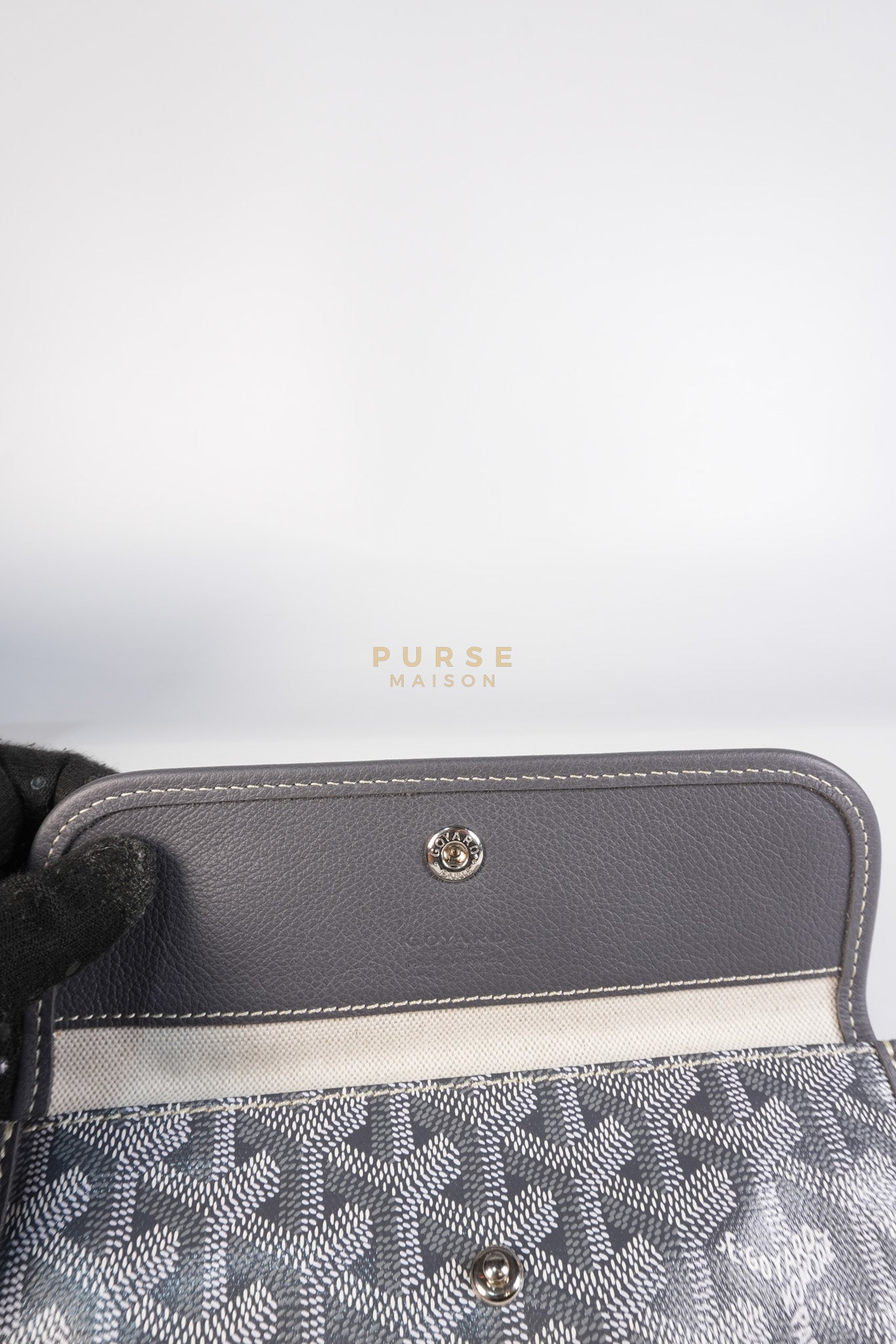 Saint Louis PM Gray in Goyardine Canvas with Hulot Motif | Purse Maison Luxury Bags Shop