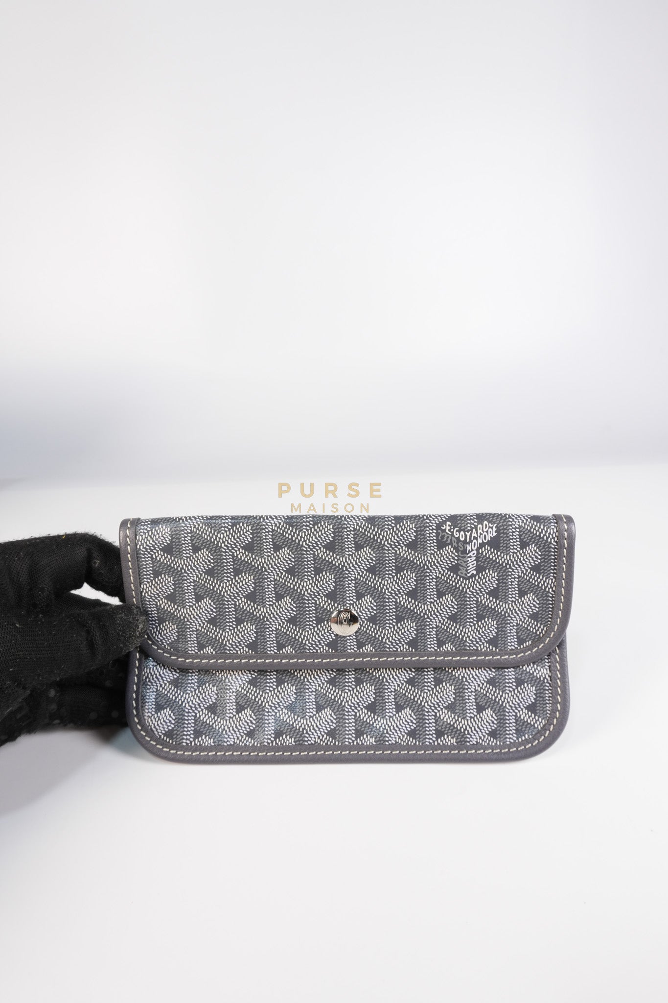 Saint Louis PM Gray in Goyardine Canvas with Hulot Motif | Purse Maison Luxury Bags Shop