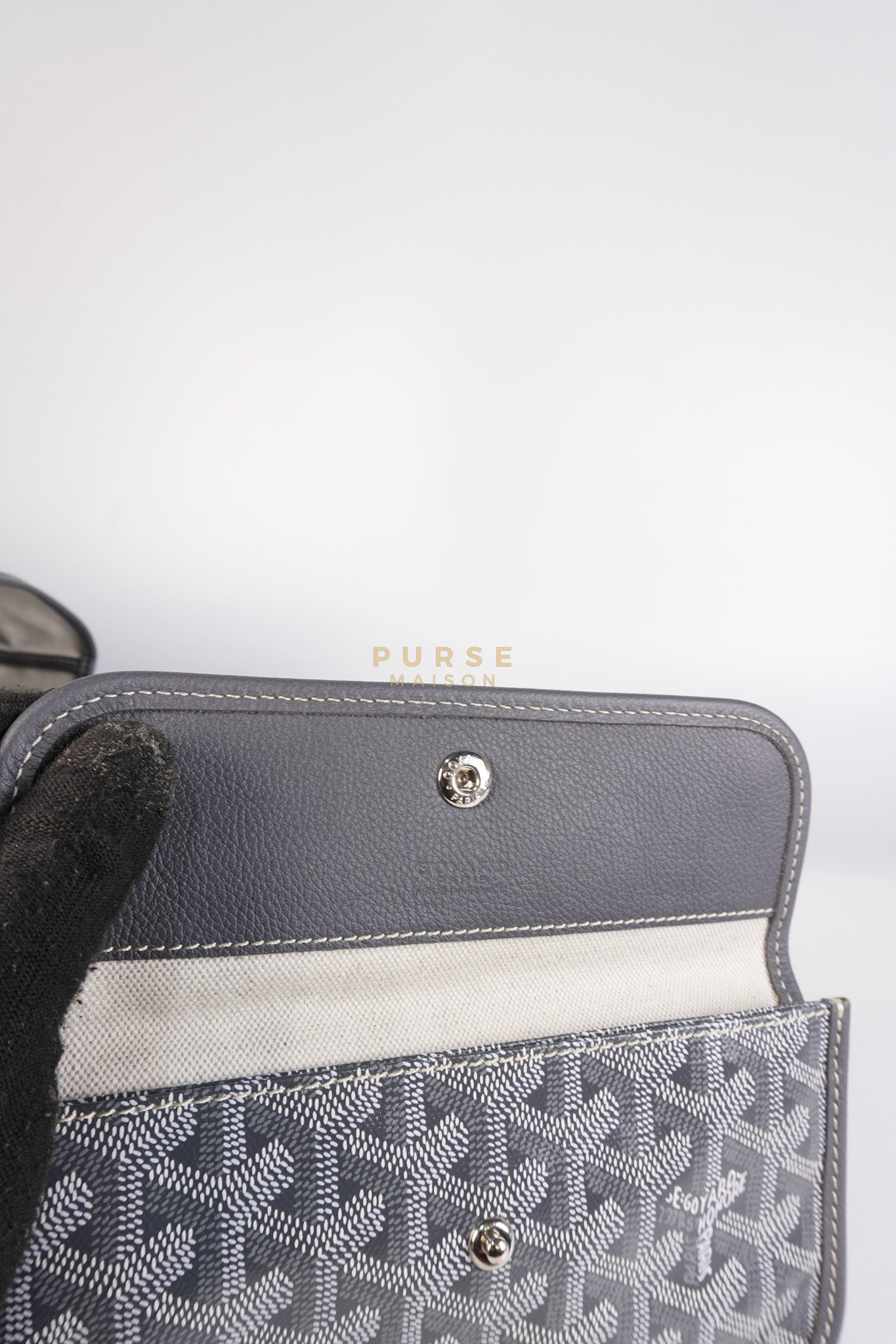 Saint Louis PM Gray in Goyardine Canvas with Hulot Motif | Purse Maison Luxury Bags Shop