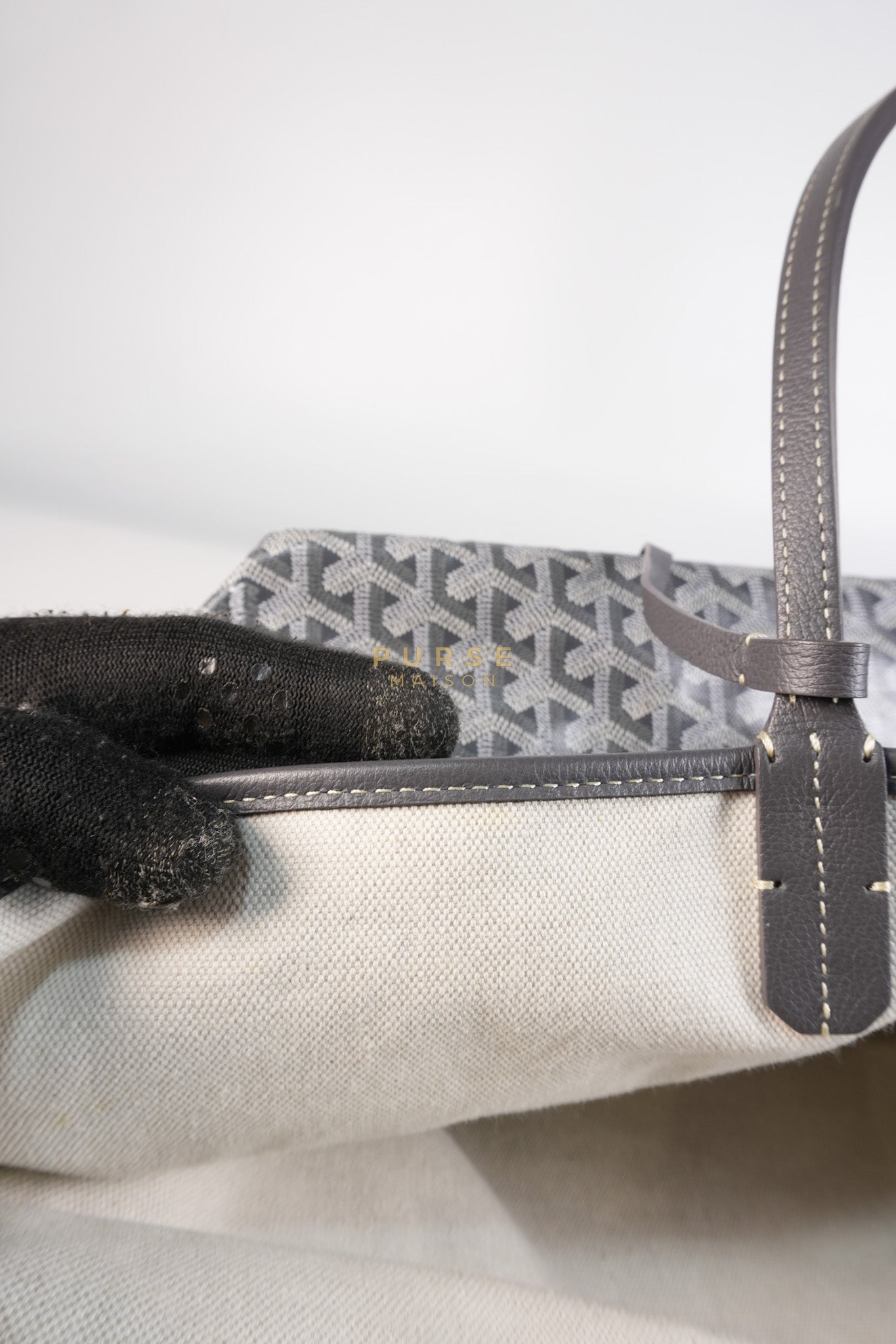 Saint Louis PM Gray in Goyardine Canvas with Hulot Motif | Purse Maison Luxury Bags Shop