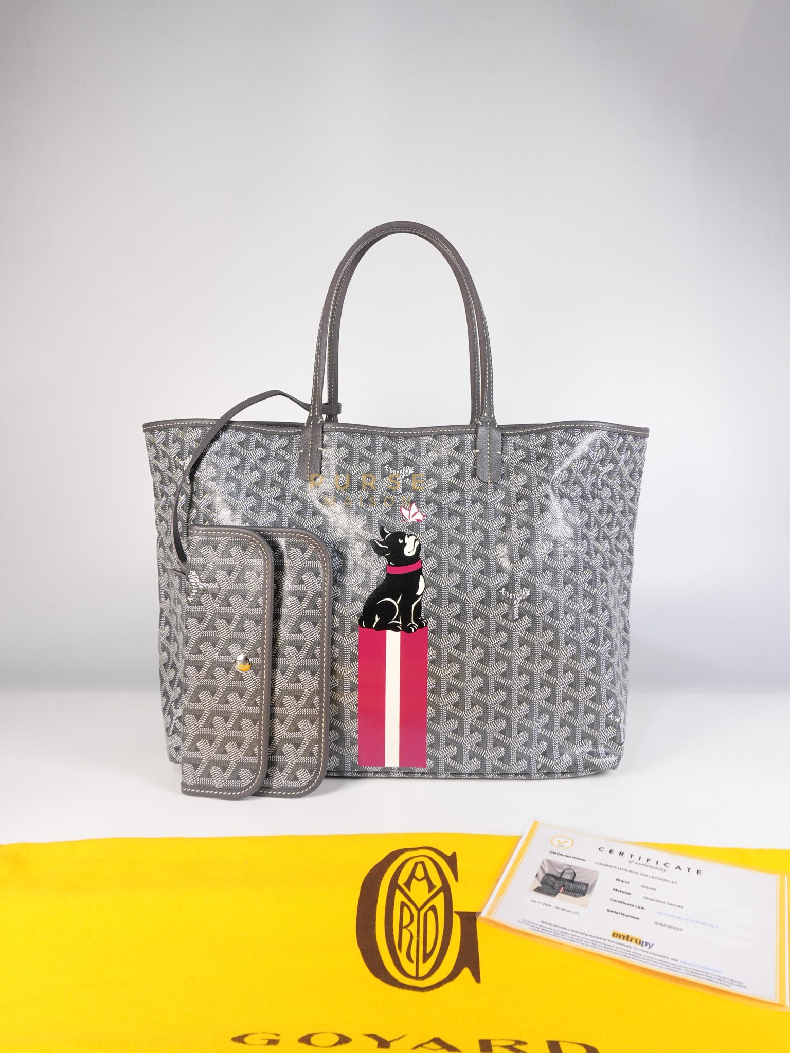 Saint Louis PM Gray in Goyardine Canvas with Hulot Motif | Purse Maison Luxury Bags Shop