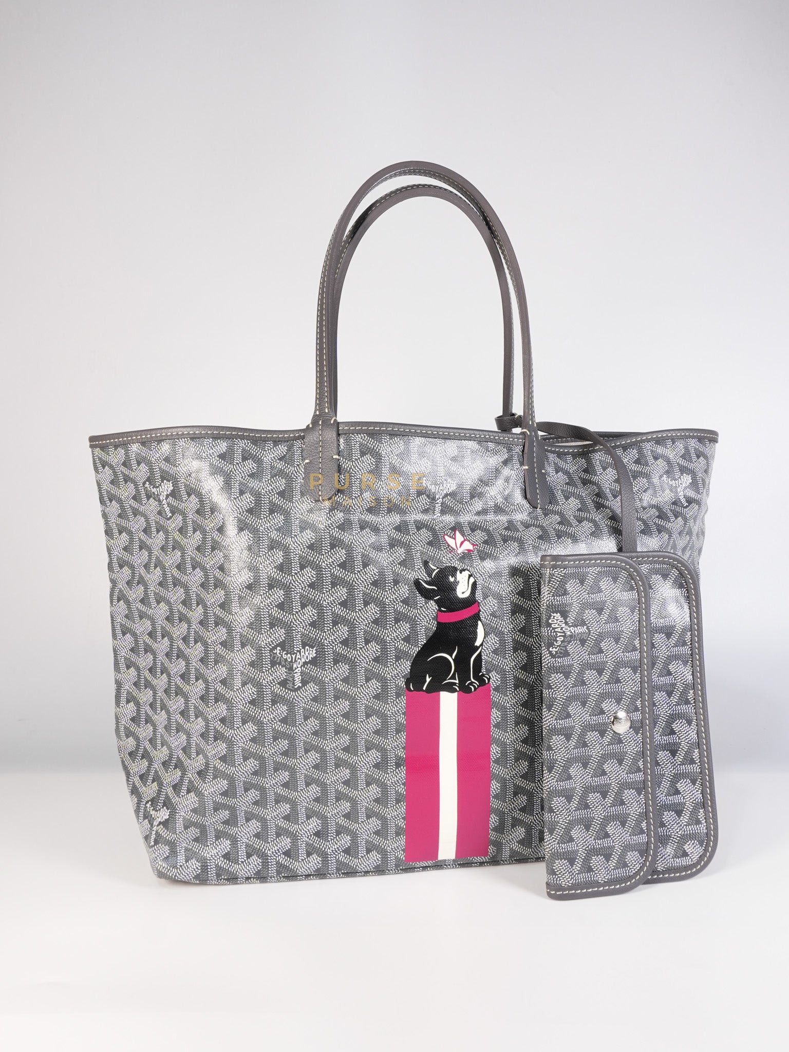 Saint Louis PM Gray in Goyardine Canvas with Hulot Motif | Purse Maison Luxury Bags Shop