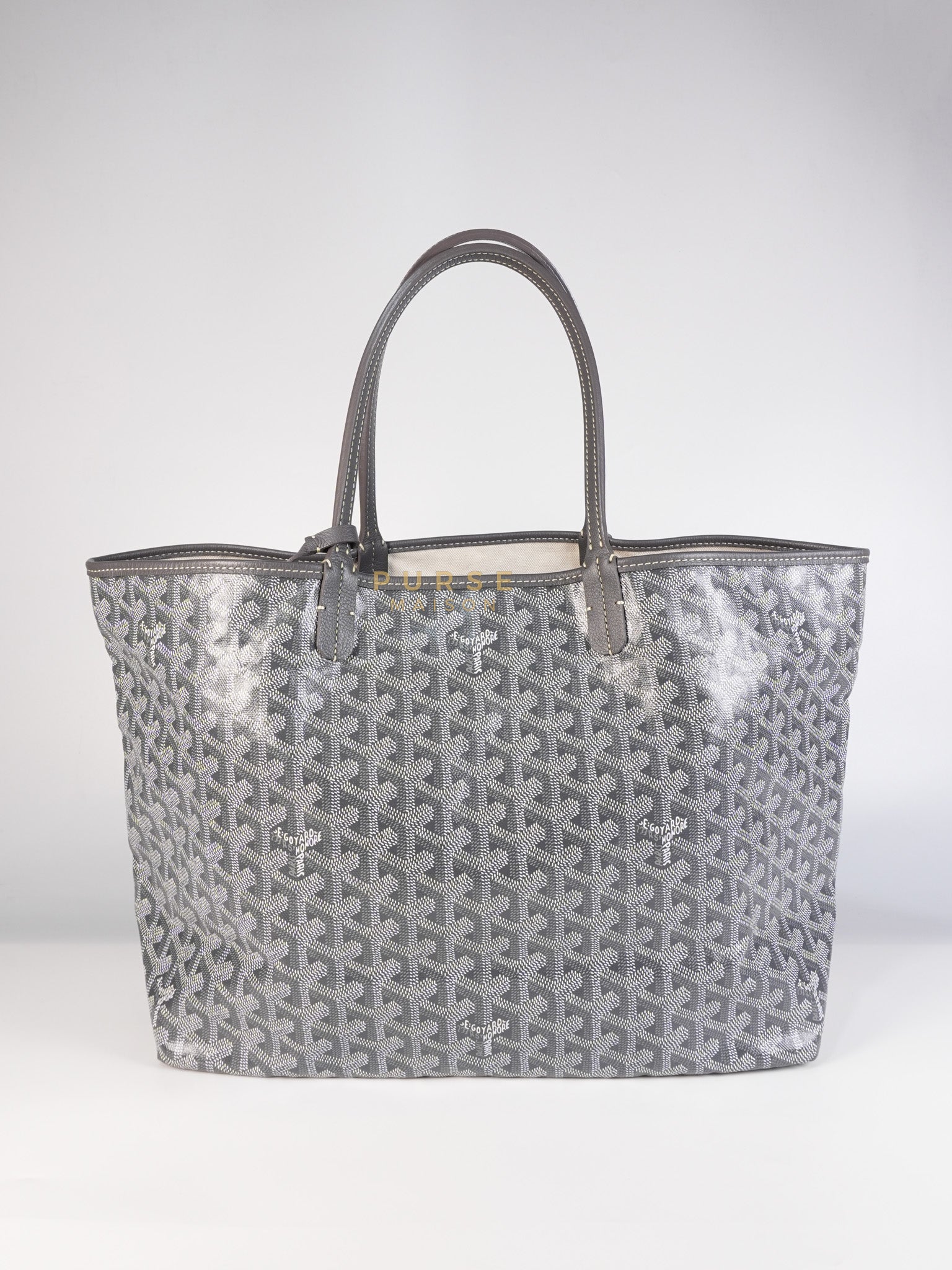 Saint Louis PM Gray in Goyardine Canvas with Hulot Motif | Purse Maison Luxury Bags Shop