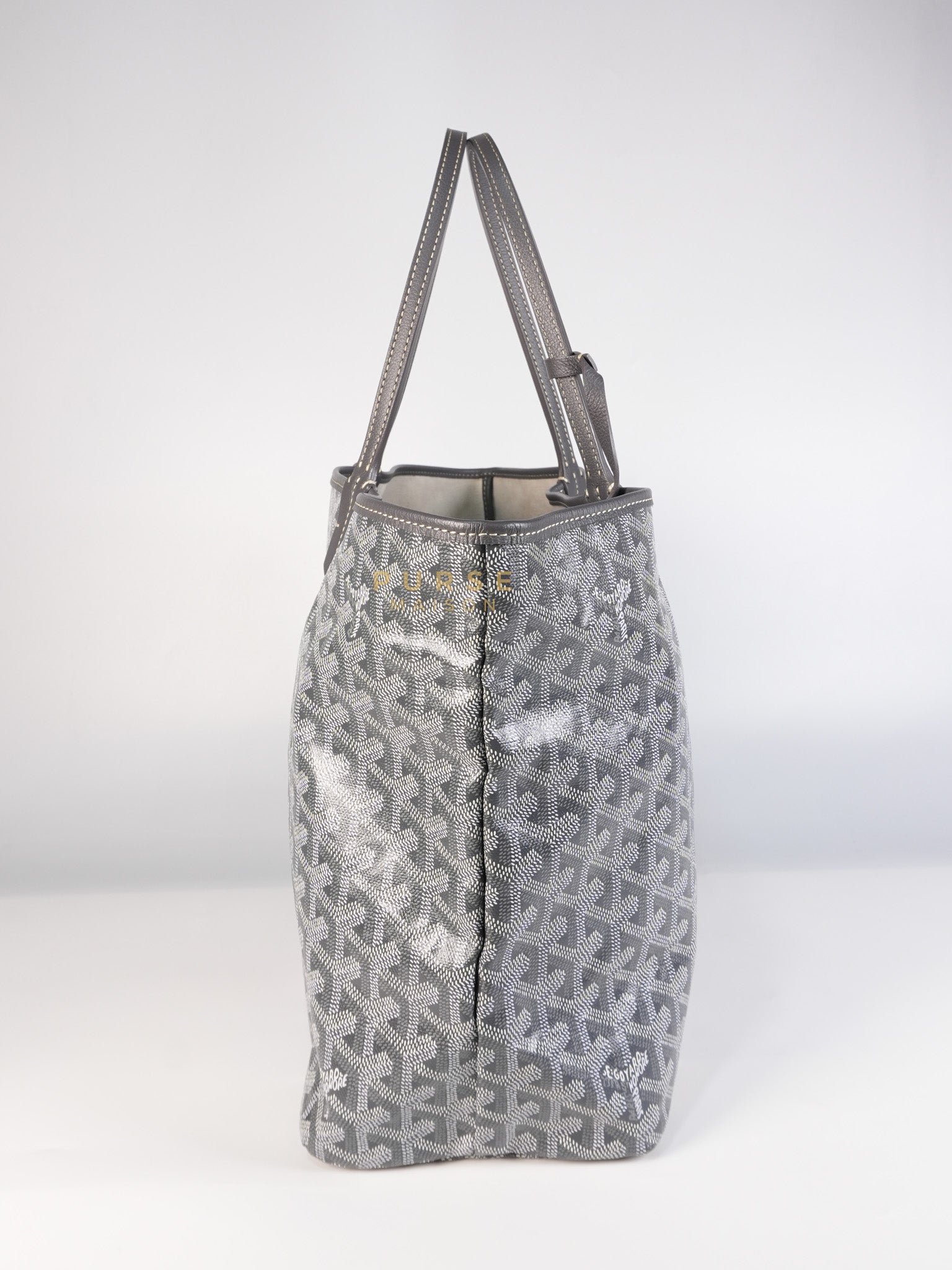 Saint Louis PM Gray in Goyardine Canvas with Hulot Motif | Purse Maison Luxury Bags Shop