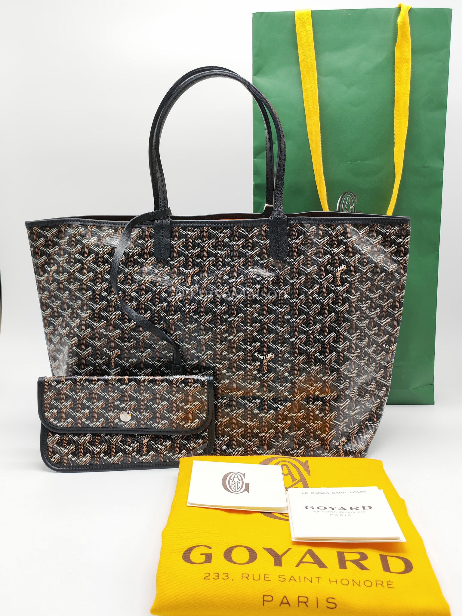 Saint Louis PM in Black Goyardine Canvas Tote Bag | Purse Maison Luxury Bags Shop