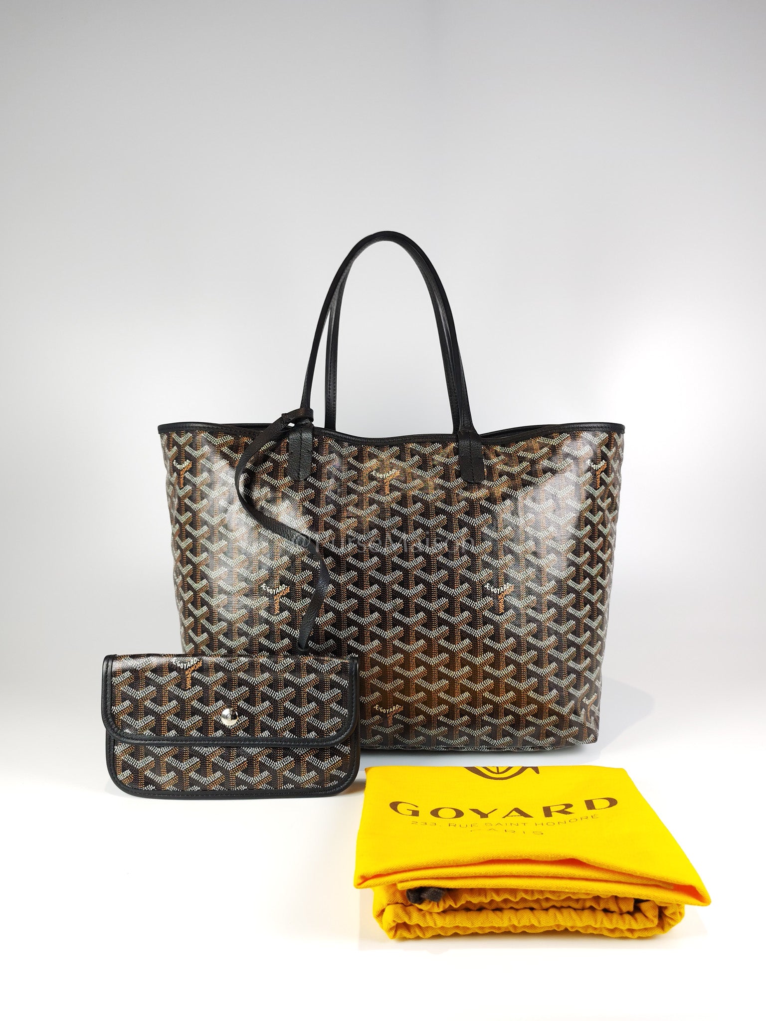 Saint Louis PM in Black Goyardine Canvas Tote Bag | Purse Maison Luxury Bags Shop