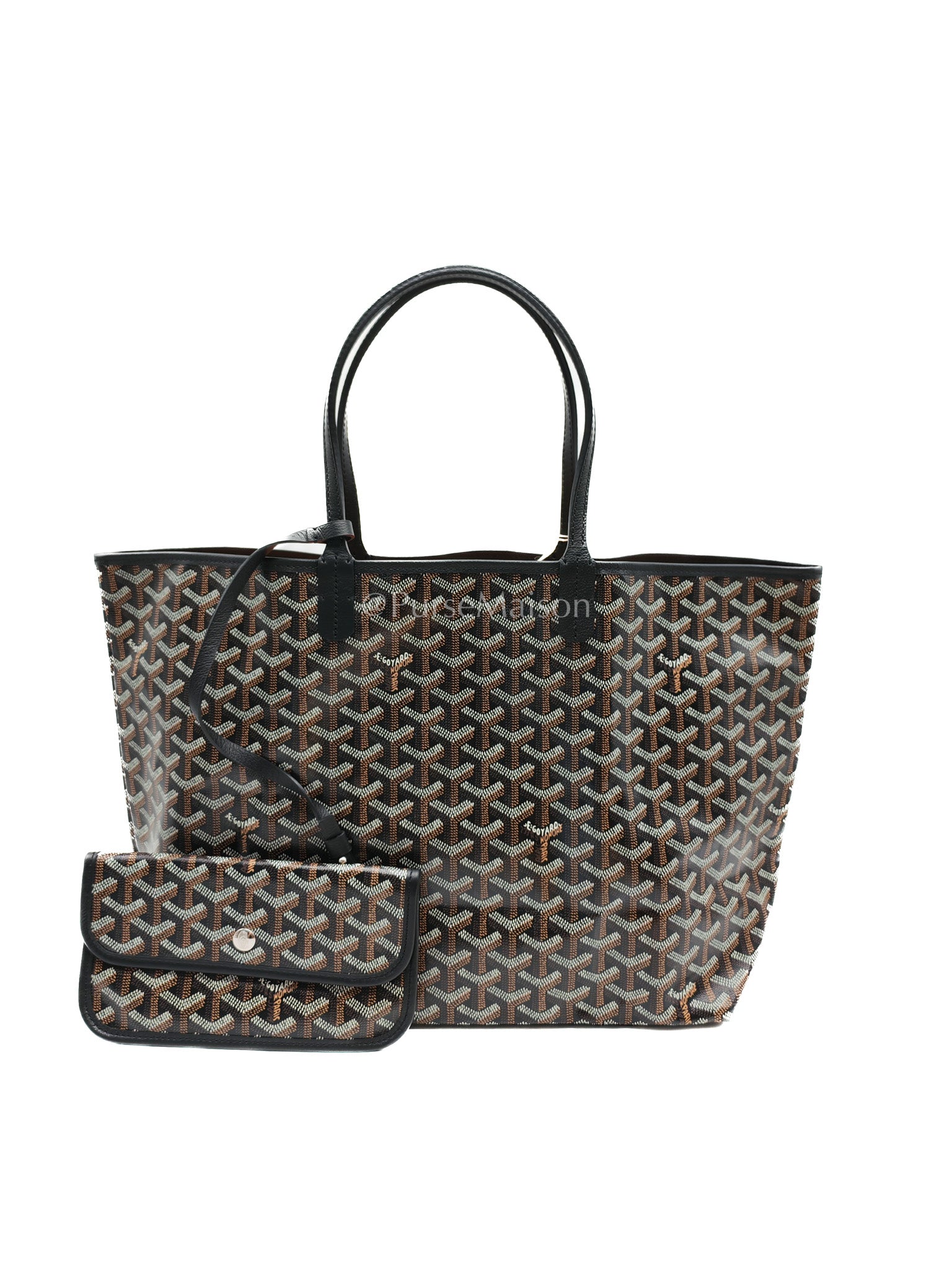Saint Louis PM in Black Goyardine Canvas Tote Bag | Purse Maison Luxury Bags Shop