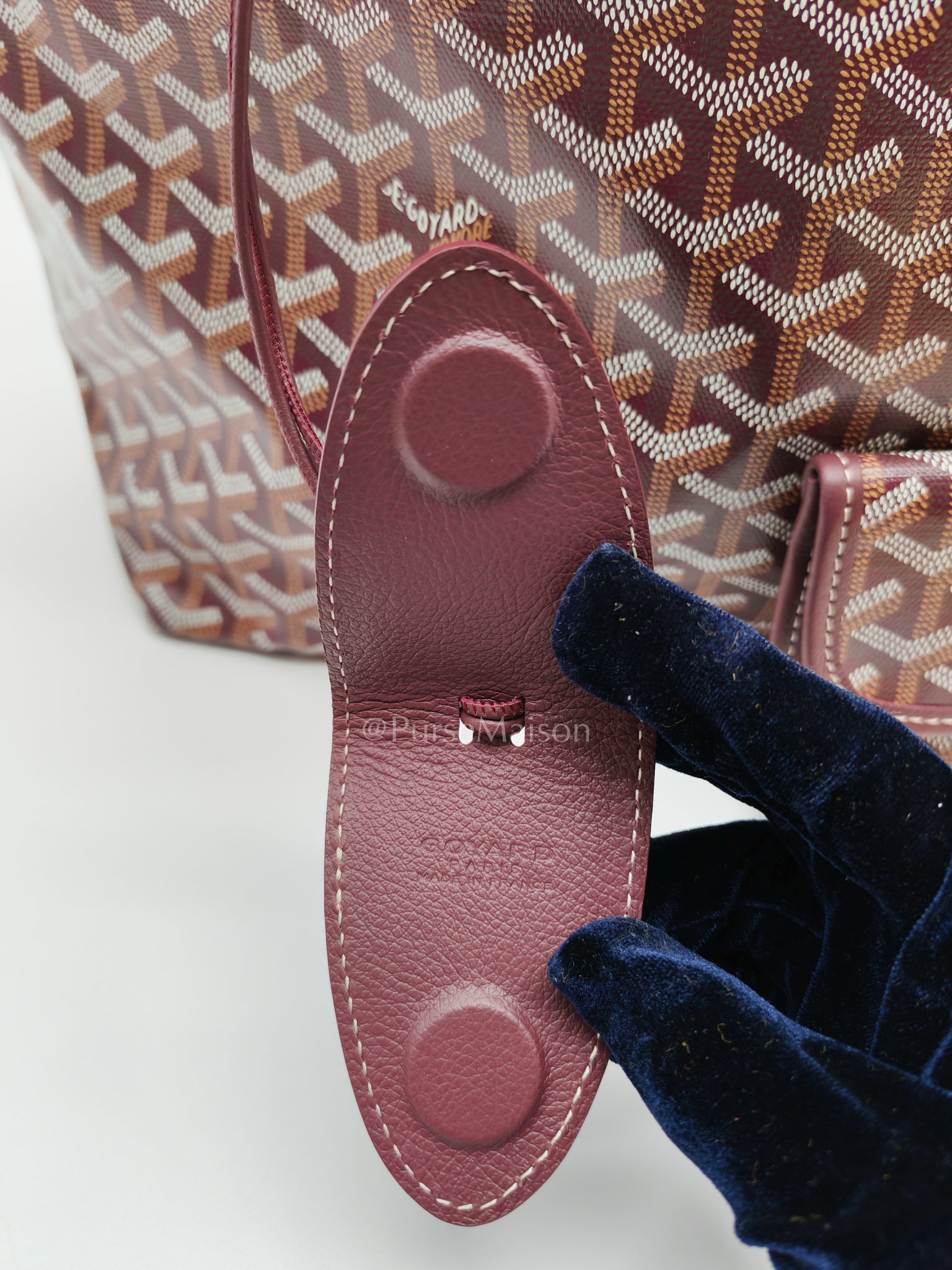 Saint Louis PM in Bordeaux Goyardine Canvas with Croc Universel Clip Charm | Purse Maison Luxury Bags Shop