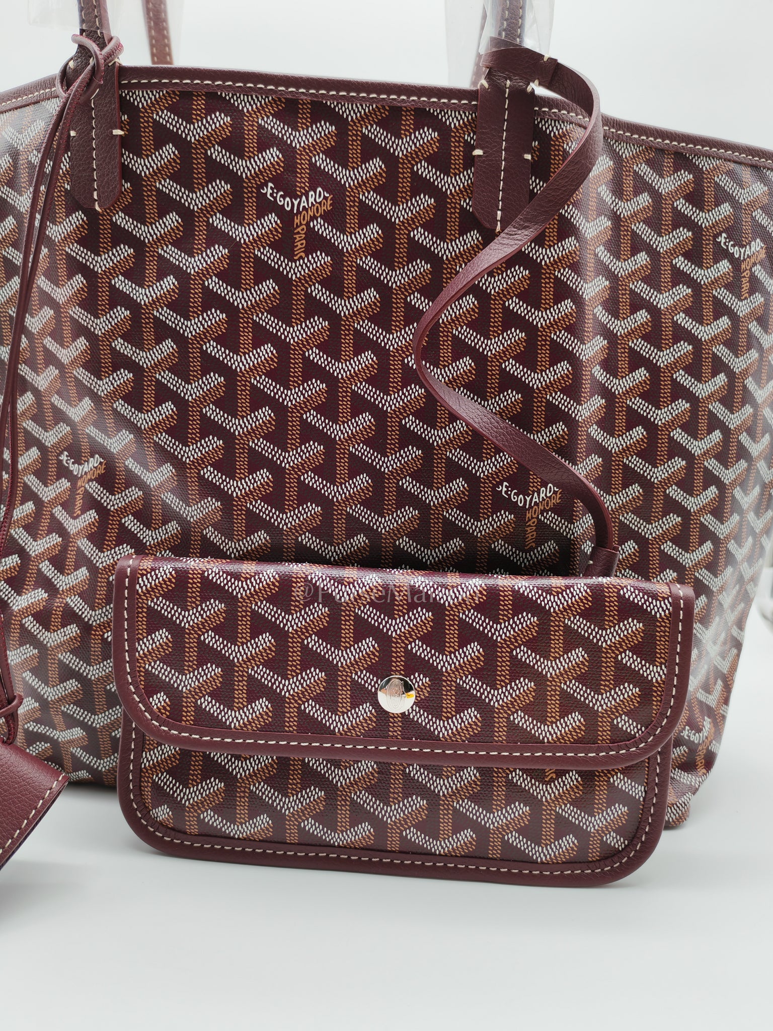 Saint Louis PM in Bordeaux Goyardine Canvas with Croc Universel Clip Charm | Purse Maison Luxury Bags Shop