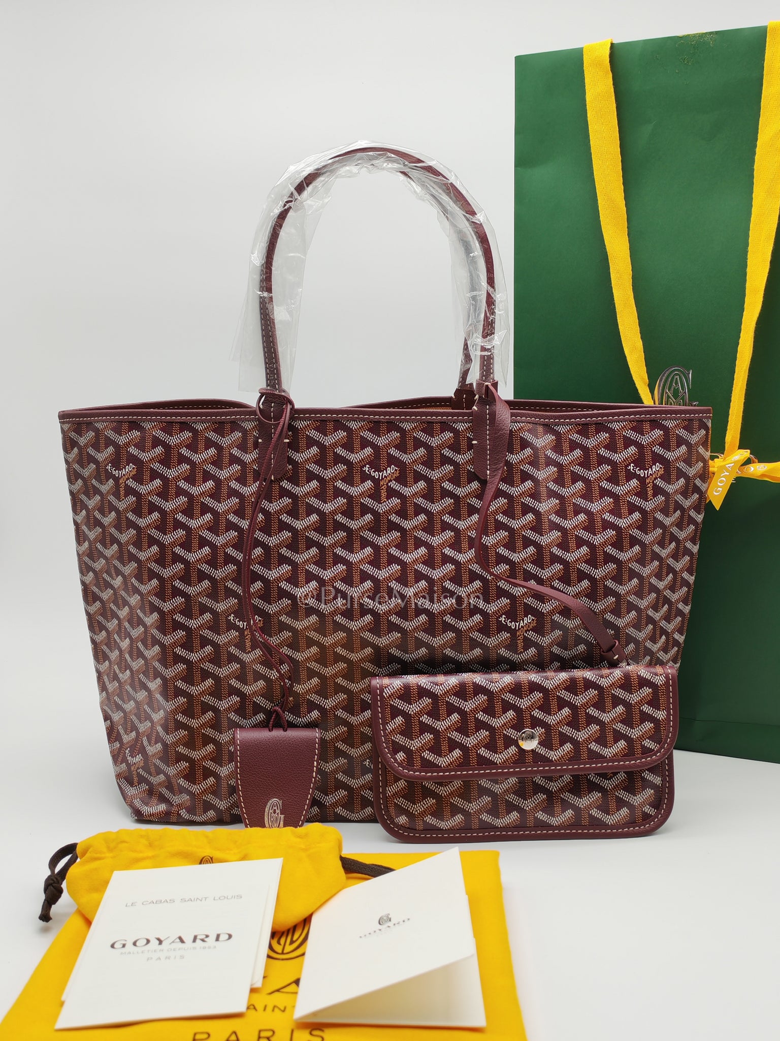 Saint Louis PM in Bordeaux Goyardine Canvas with Croc Universel Clip Charm | Purse Maison Luxury Bags Shop