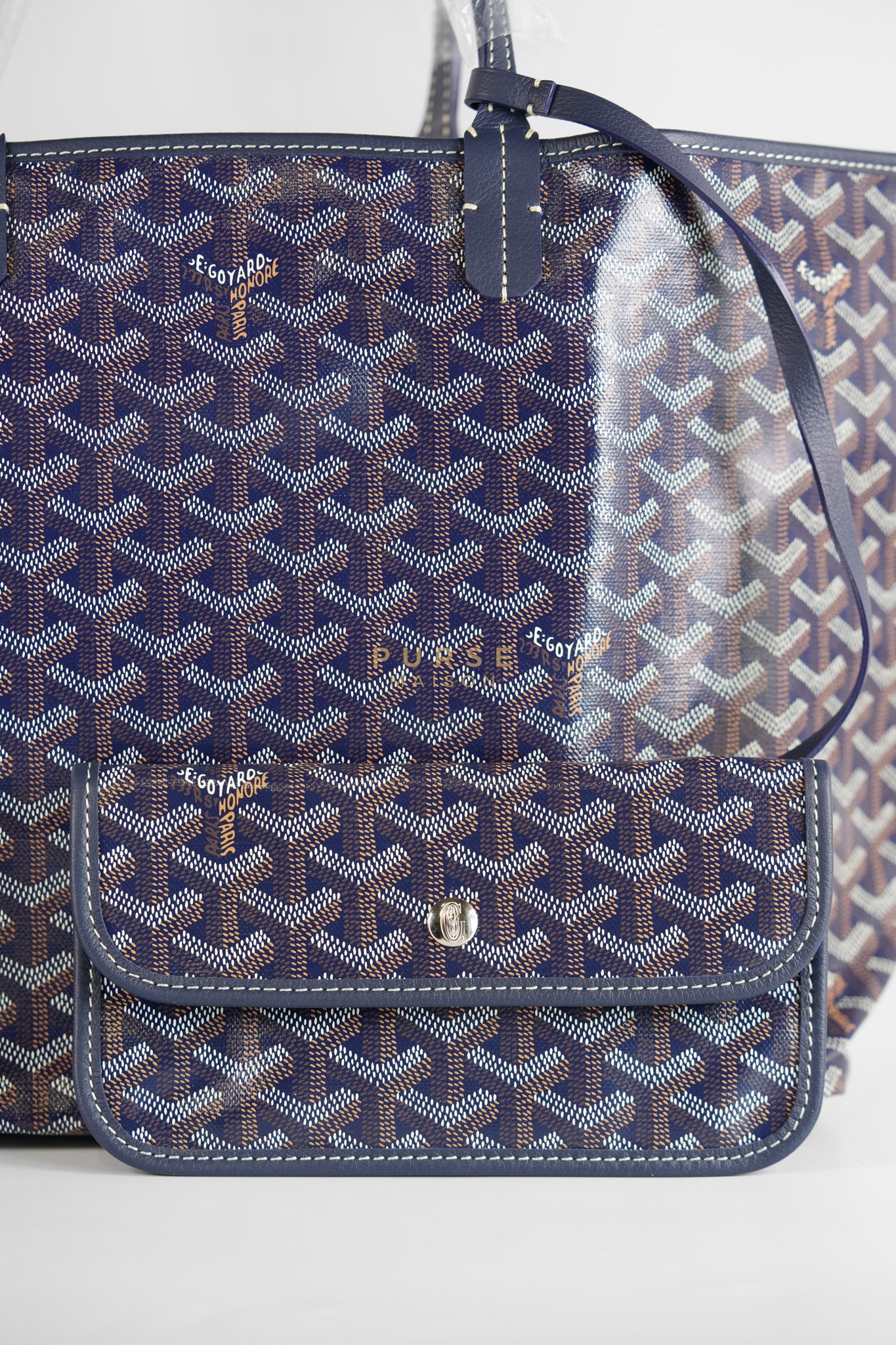 Saint Louis PM in Navy Blue Goyardine Canvas | Purse Maison Luxury Bags Shop