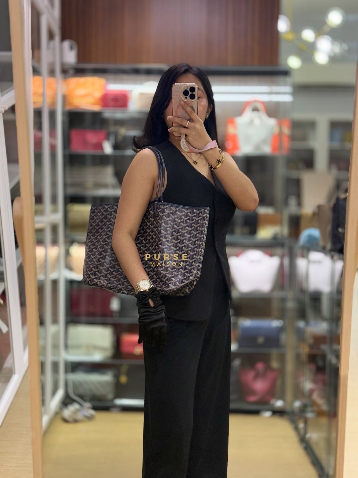 Saint Louis PM in Navy Blue Goyardine Canvas | Purse Maison Luxury Bags Shop