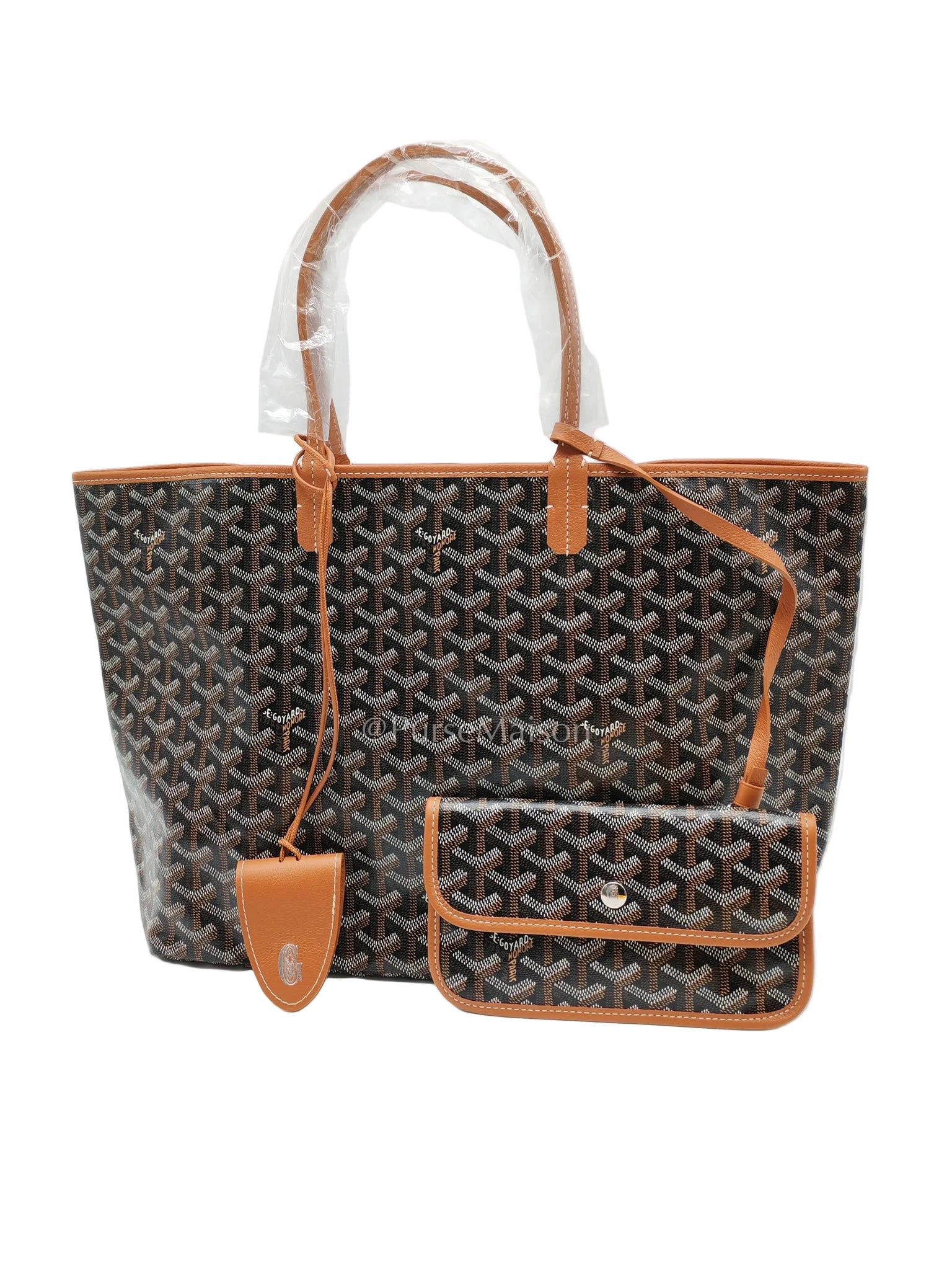 Saint Louis PM Tan with Croc Universel Clip Charm in Goyardine Canvas Tote Bag | Purse Maison Luxury Bags Shop