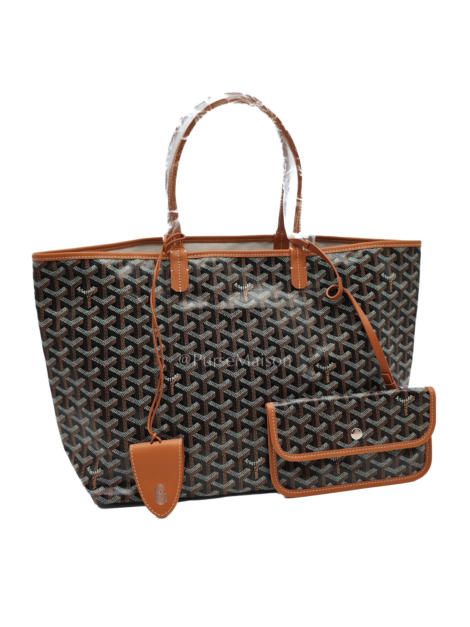 Saint Louis PM Tan with Croc Universel Clip Charm in Goyardine Canvas Tote Bag | Purse Maison Luxury Bags Shop