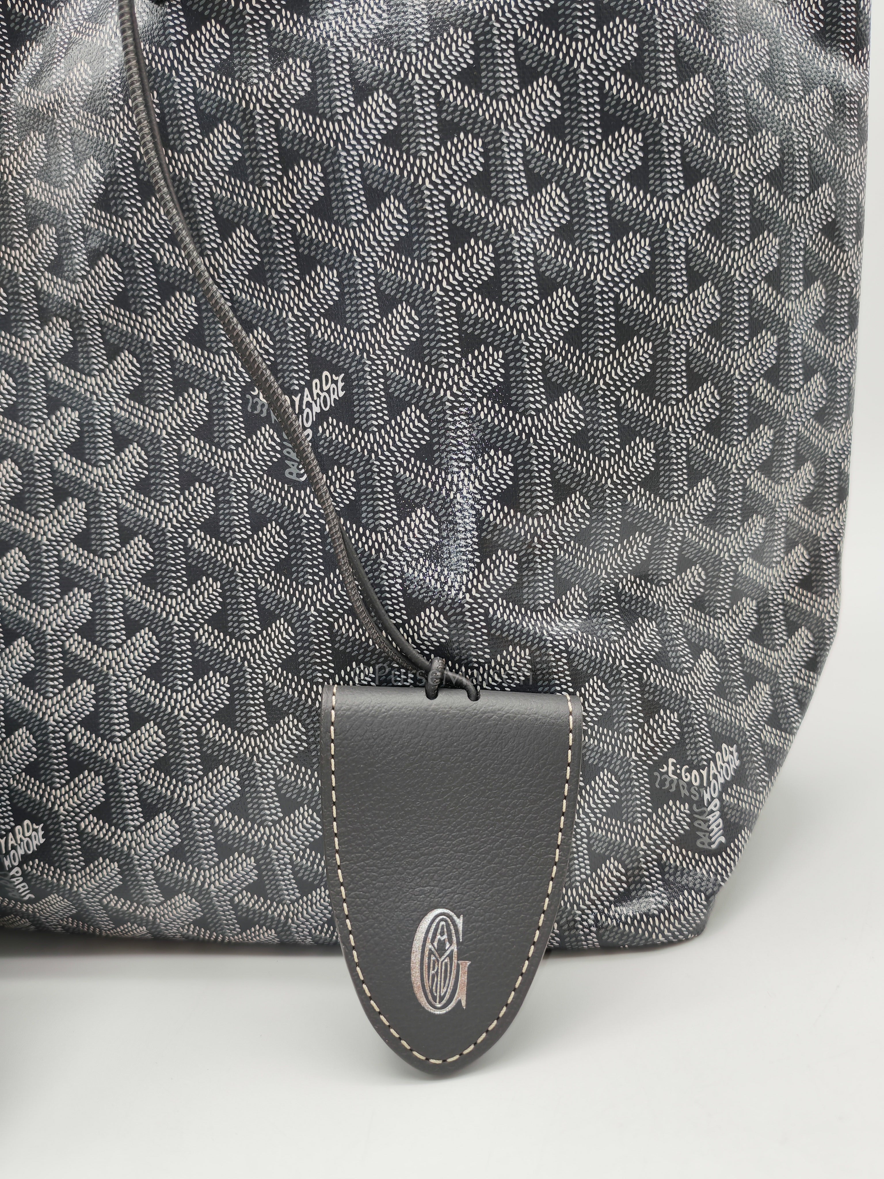 Saint Louis PM Tote Bag in Gray/Gris Goyardine Canvas with Croc Universal Clip Charm | Purse Maison Luxury Bags Shop