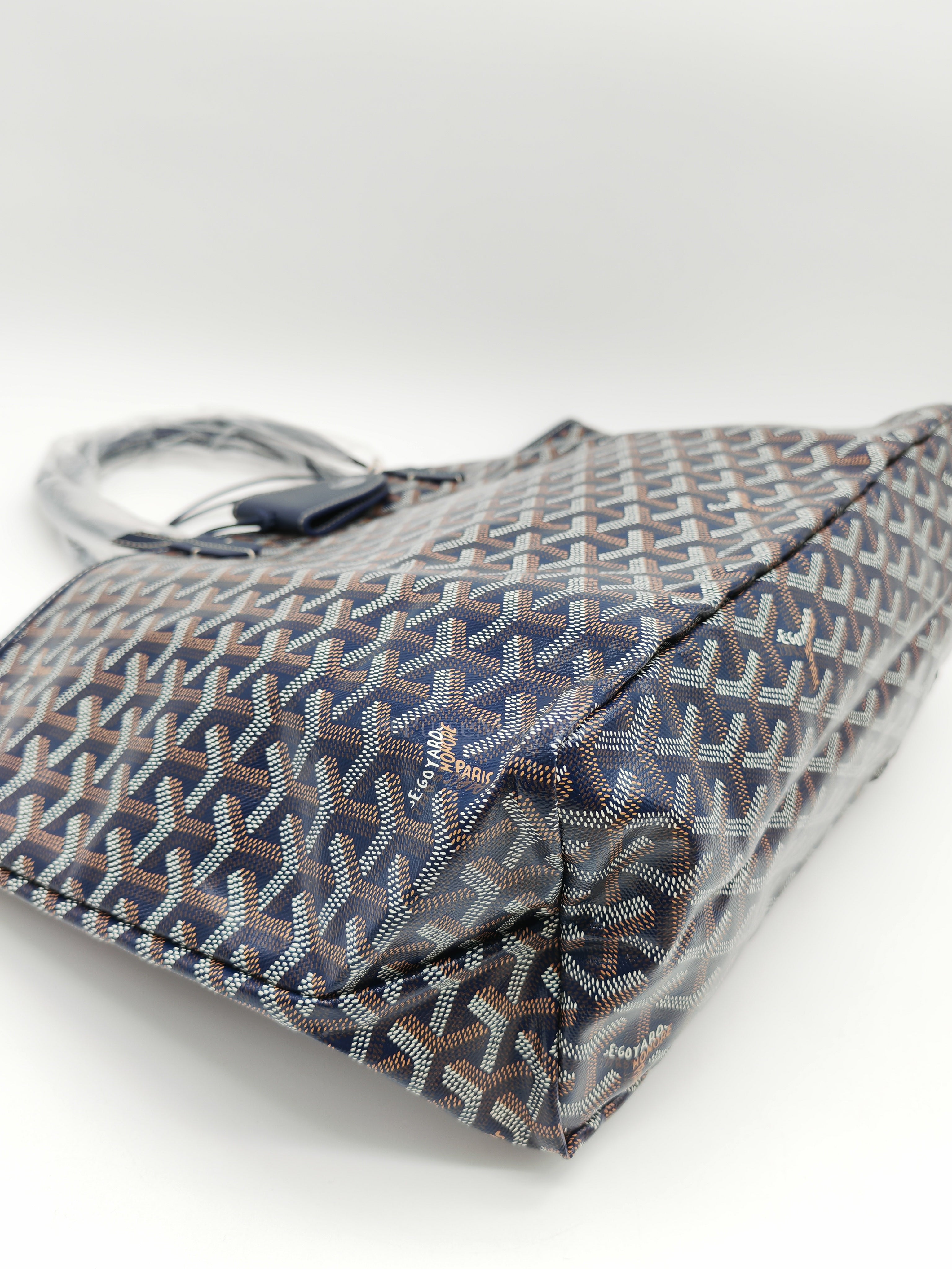 Saint Louis PM Tote Bag in Navy Blue Goyardine Canvas with Croc Universal Clip Charm | Purse Maison Luxury Bags Shop