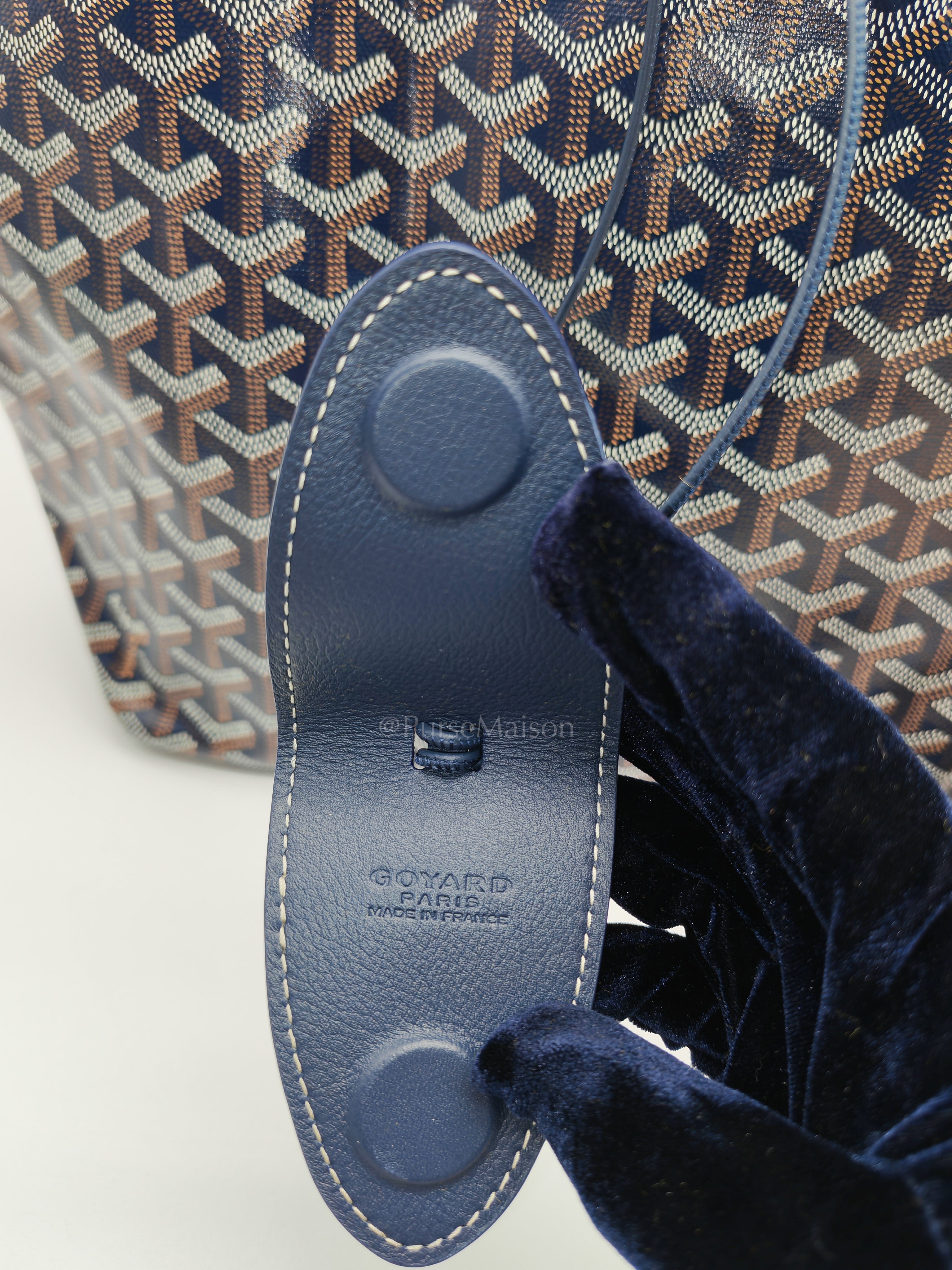 Saint Louis PM Tote Bag in Navy Blue Goyardine Canvas with Croc Universal Clip Charm | Purse Maison Luxury Bags Shop