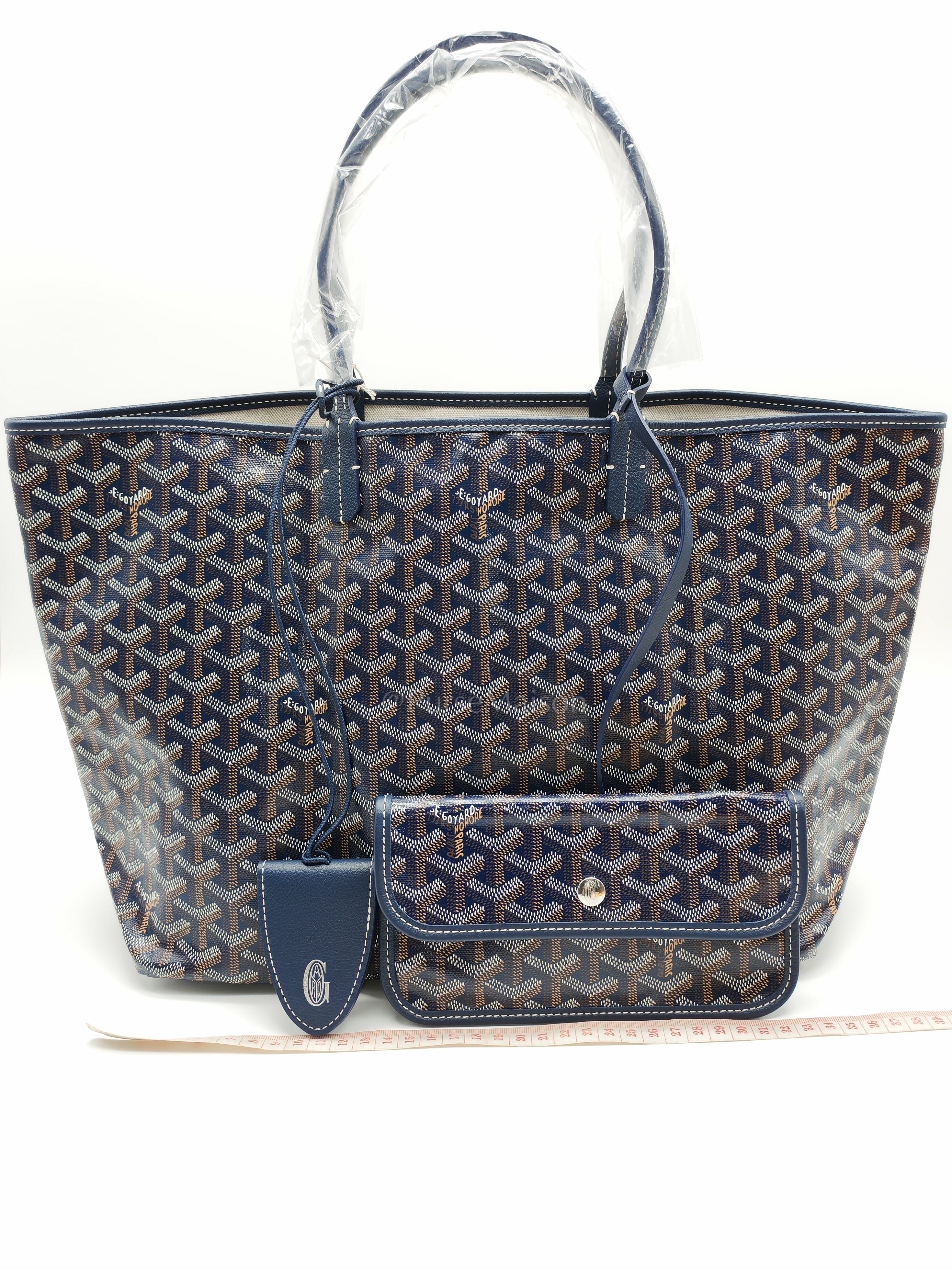 Saint Louis PM Tote Bag in Navy Blue Goyardine Canvas with Croc Universal Clip Charm | Purse Maison Luxury Bags Shop