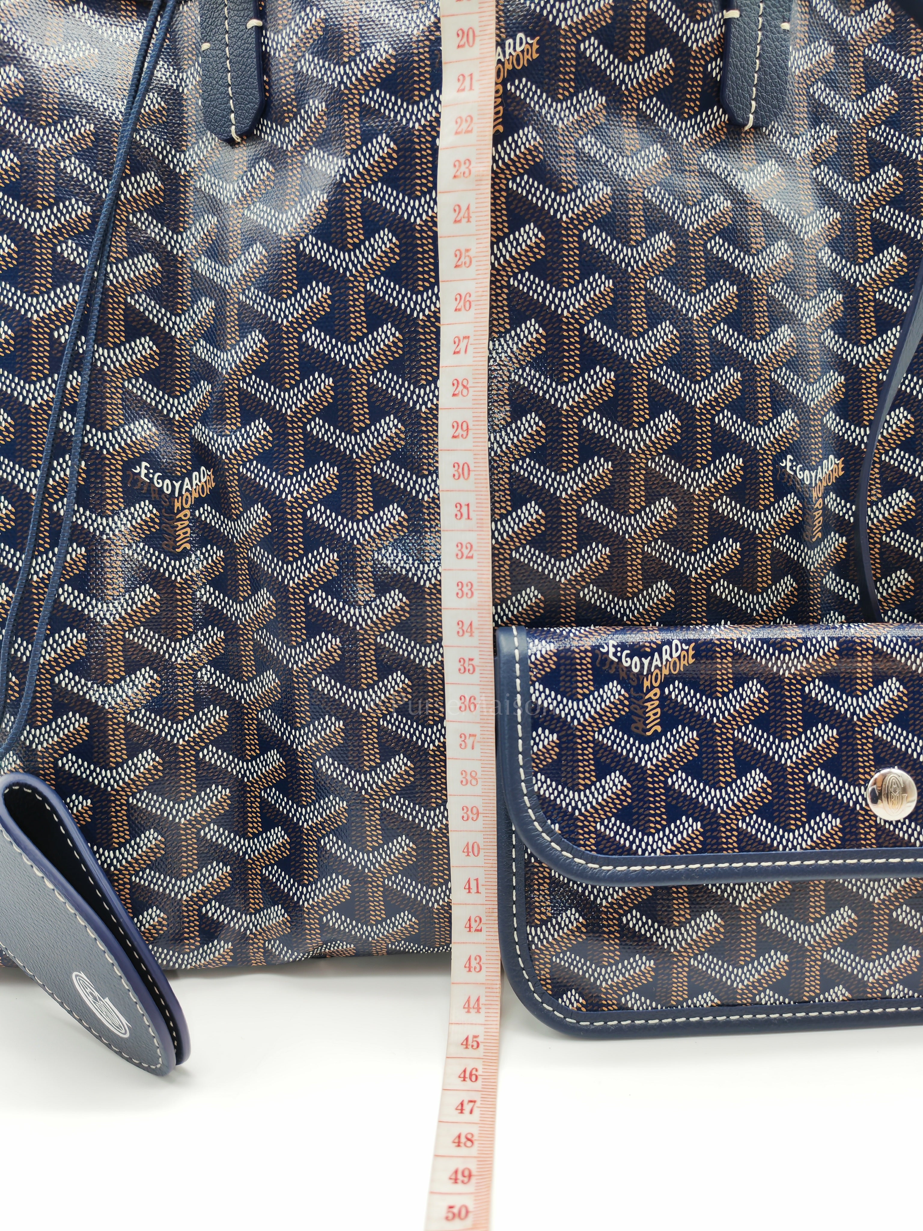 Saint Louis PM Tote Bag in Navy Blue Goyardine Canvas with Croc Universal Clip Charm | Purse Maison Luxury Bags Shop