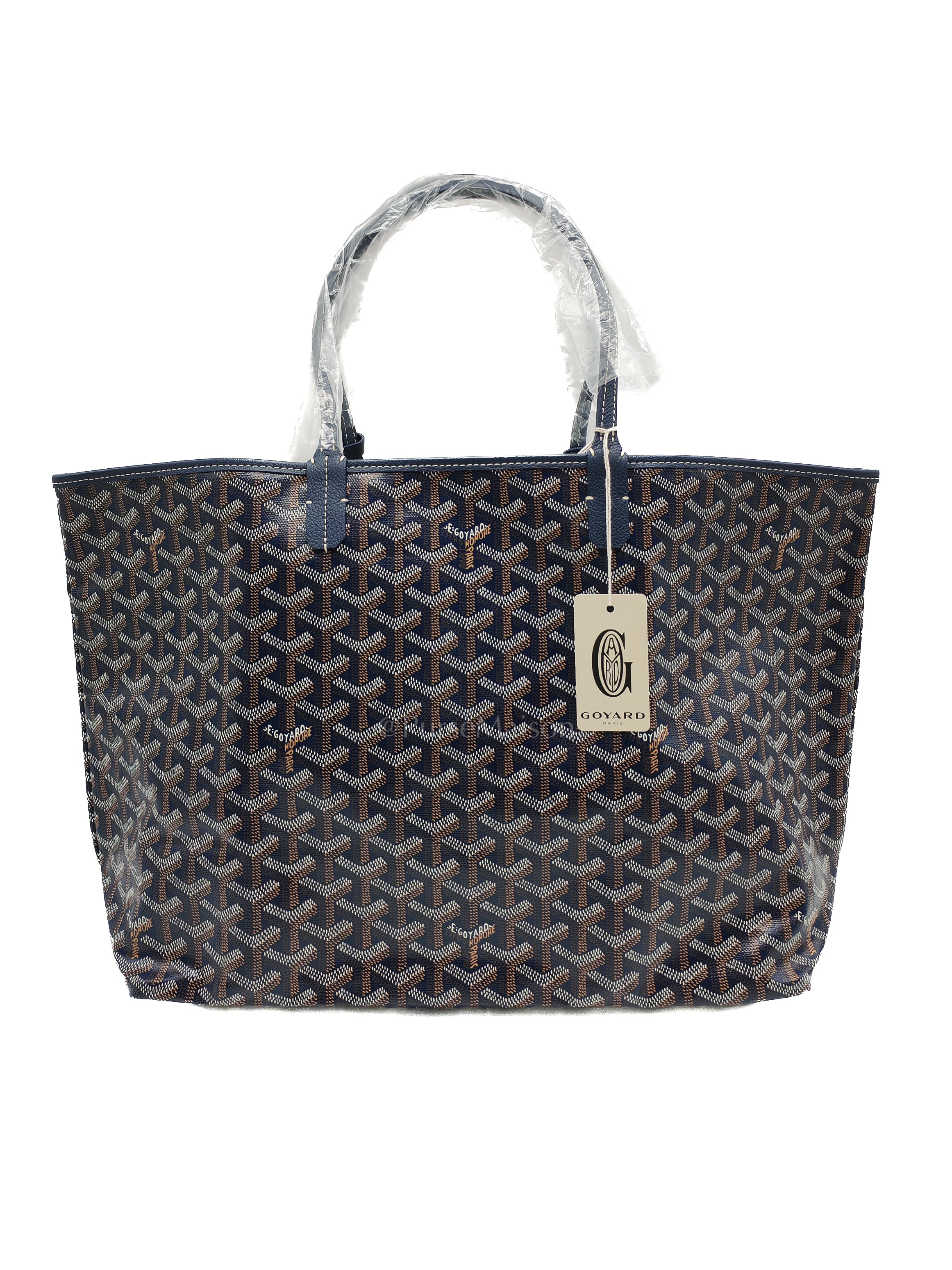 Saint Louis PM Tote Bag in Navy Blue Goyardine Canvas with Croc Universal Clip Charm | Purse Maison Luxury Bags Shop