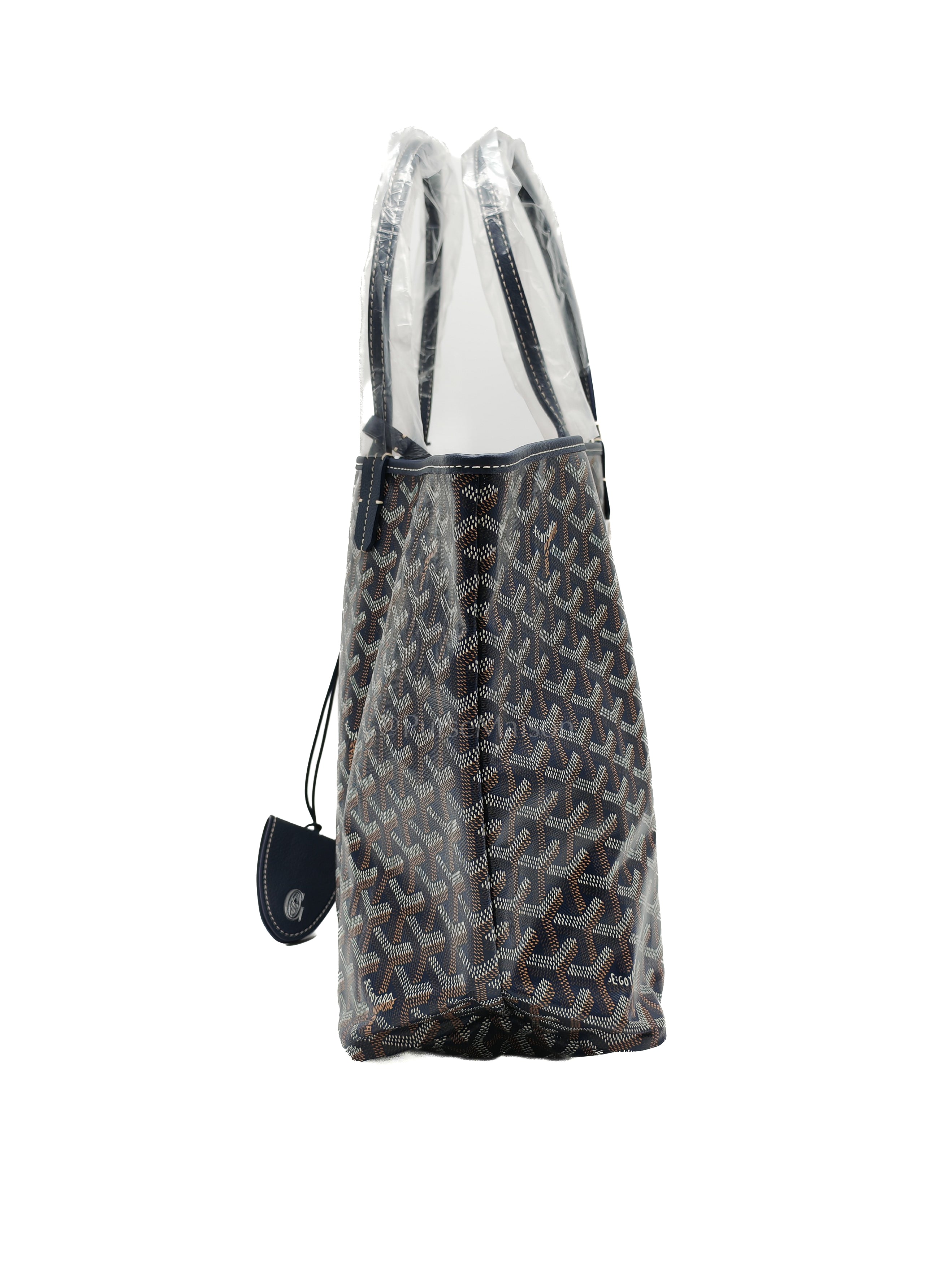 Saint Louis PM Tote Bag in Navy Blue Goyardine Canvas with Croc Universal Clip Charm | Purse Maison Luxury Bags Shop