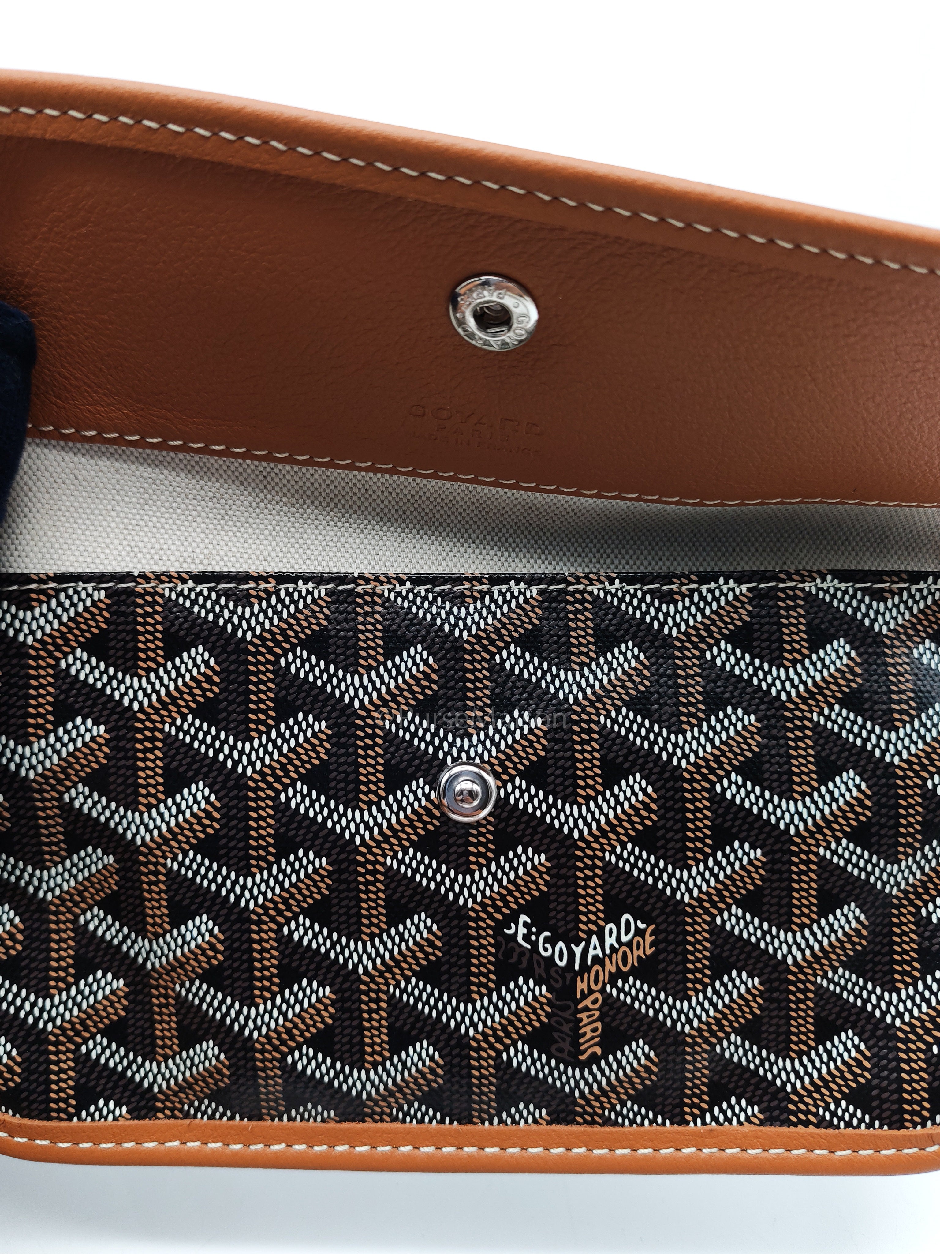 Saint Louis PM Tote Bag in Tan/Black Goyardine Canvas with Croc Unicversal Chip Charm | Purse Maison Luxury Bags Shop