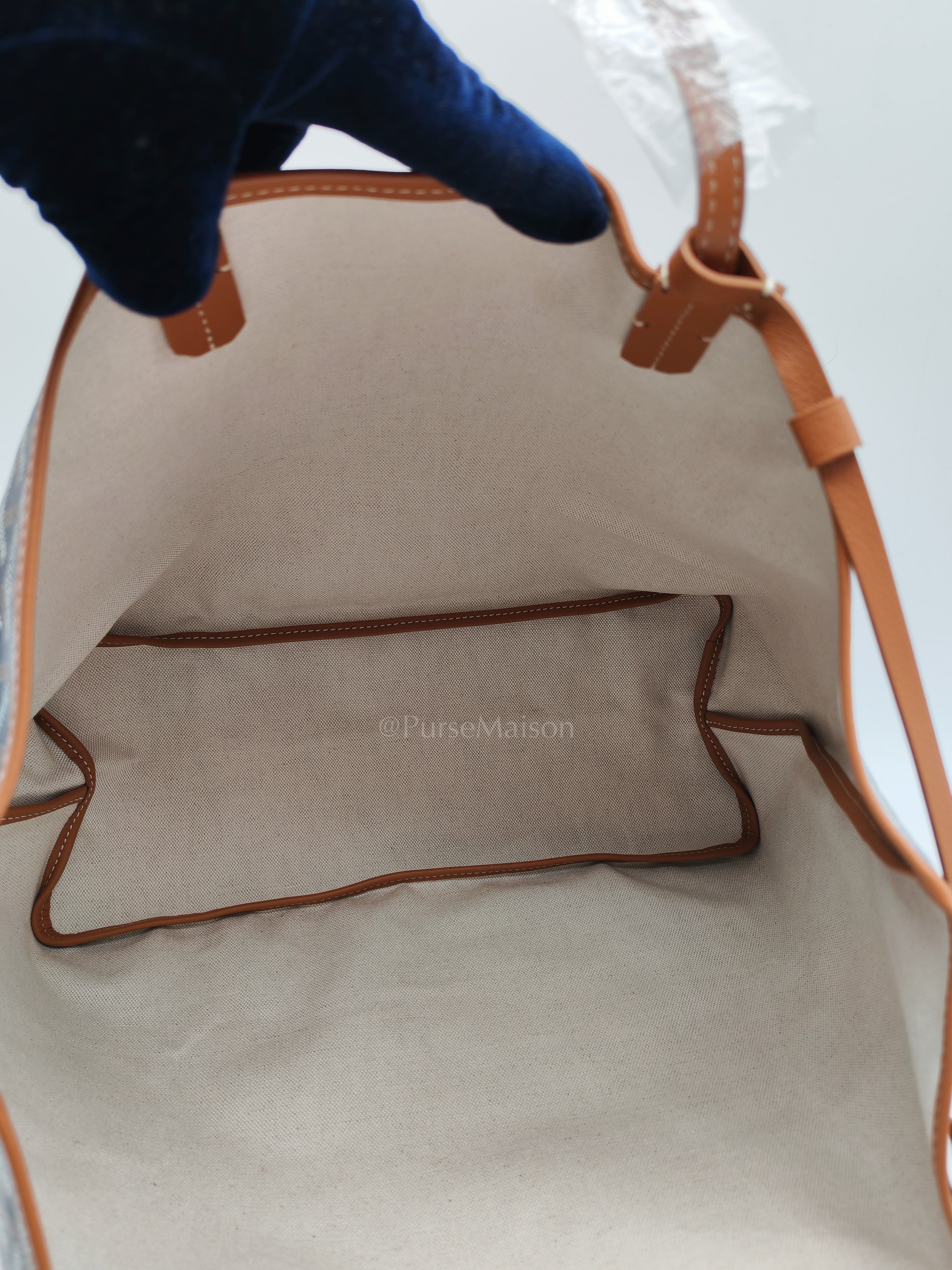 Saint Louis PM Tote Bag in Tan/Black Goyardine Canvas with Croc Unicversal Chip Charm | Purse Maison Luxury Bags Shop