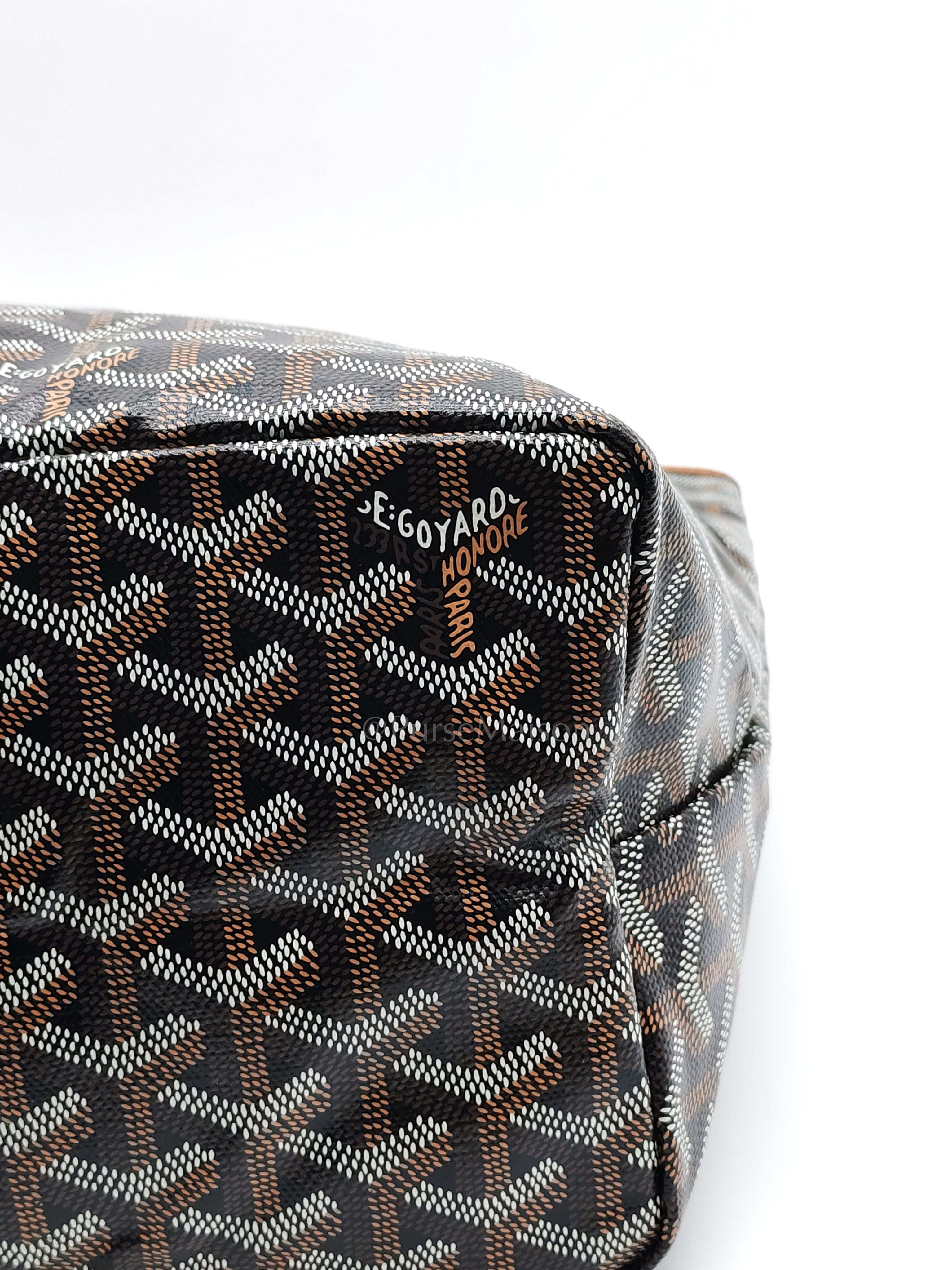 Saint Louis PM Tote Bag in Tan/Black Goyardine Canvas with Croc Universal Clip Charm | Purse Maison Luxury Bags Shop
