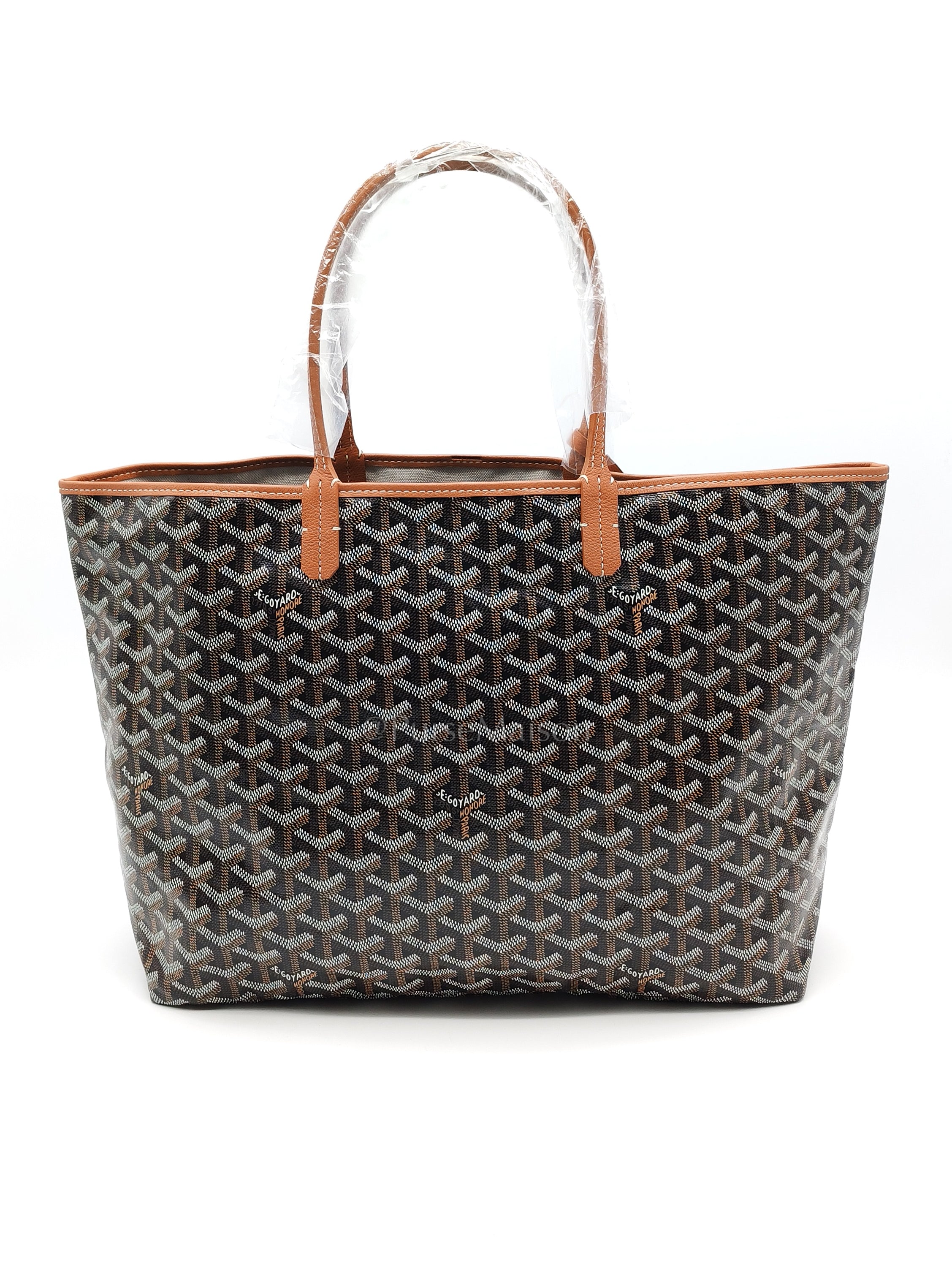 Saint Louis PM Tote Bag in Tan/Black Goyardine Canvas with Croc Universal Clip Charm | Purse Maison Luxury Bags Shop