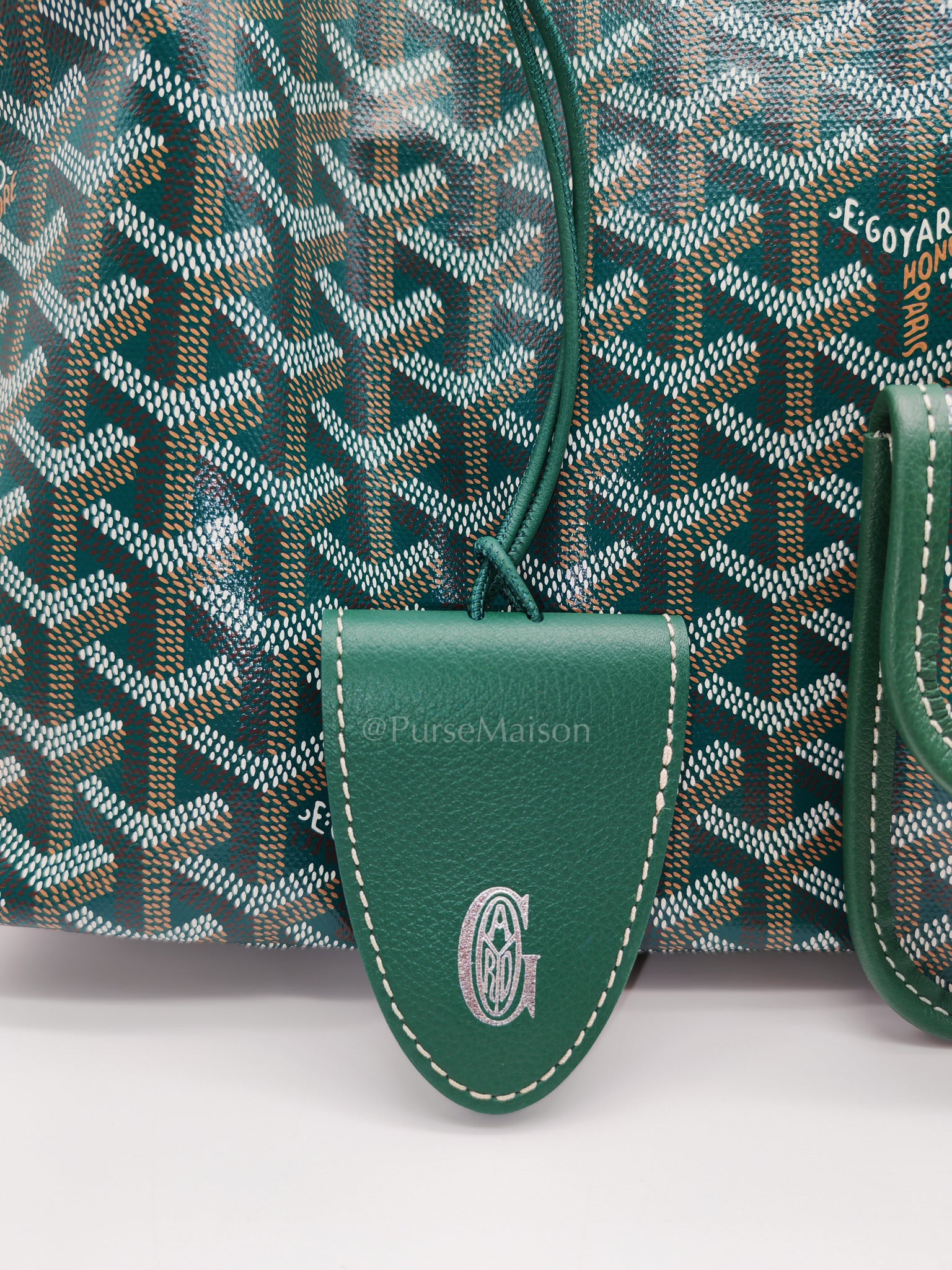 Saint Louis PM Vert/Green with Croc Universel Clip Charm in Goyardine Canvas | Purse Maison Luxury Bags Shop