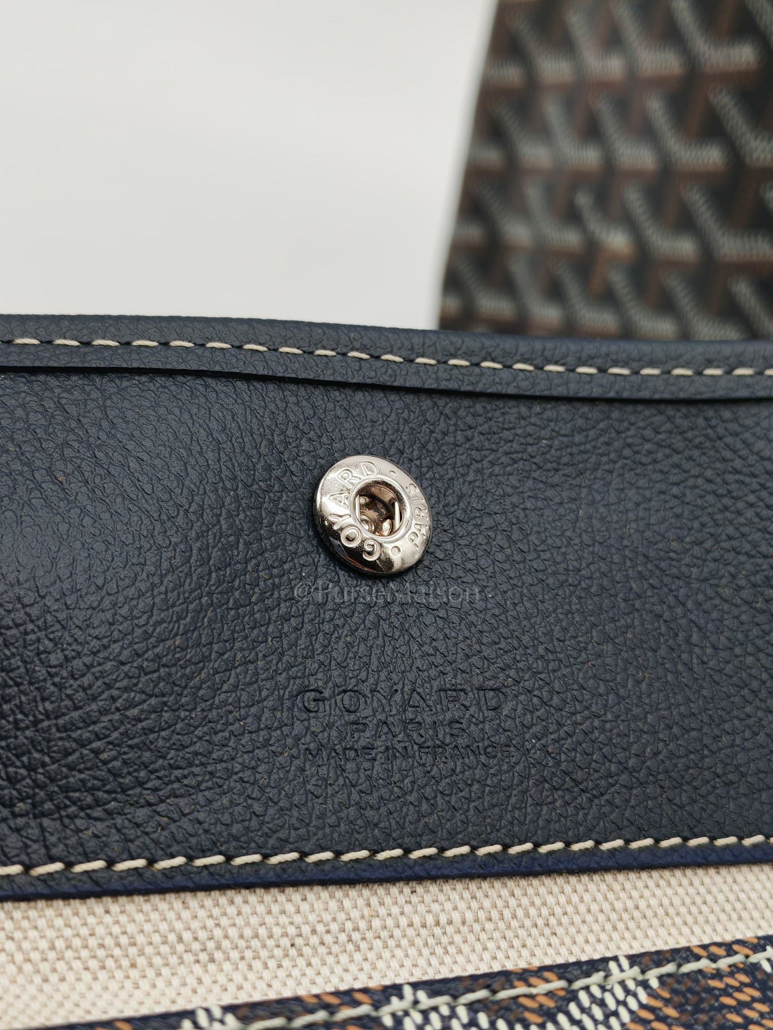 Saint Louis PM with Croc Universel Clip Charm in Navy Blue Goyardine Canvas | Purse Maison Luxury Bags Shop